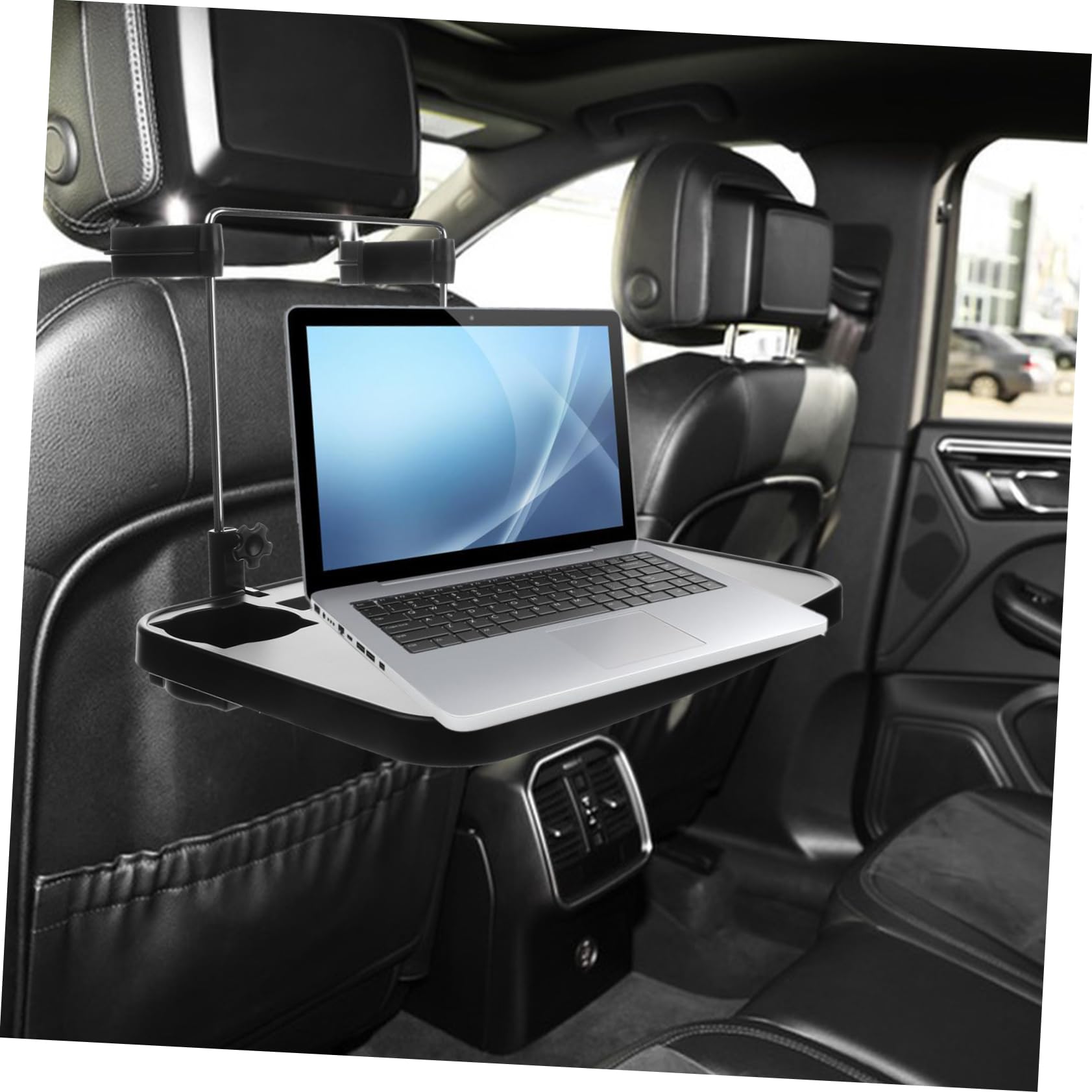 Vassoio Auto Pieghevole per Schienale, Organizer Portabevande Nero | Abs Componenti Hardware, Design Moderno e Stile Pulito, per Spostamenti Quotidiani e Viaggi Lunghi