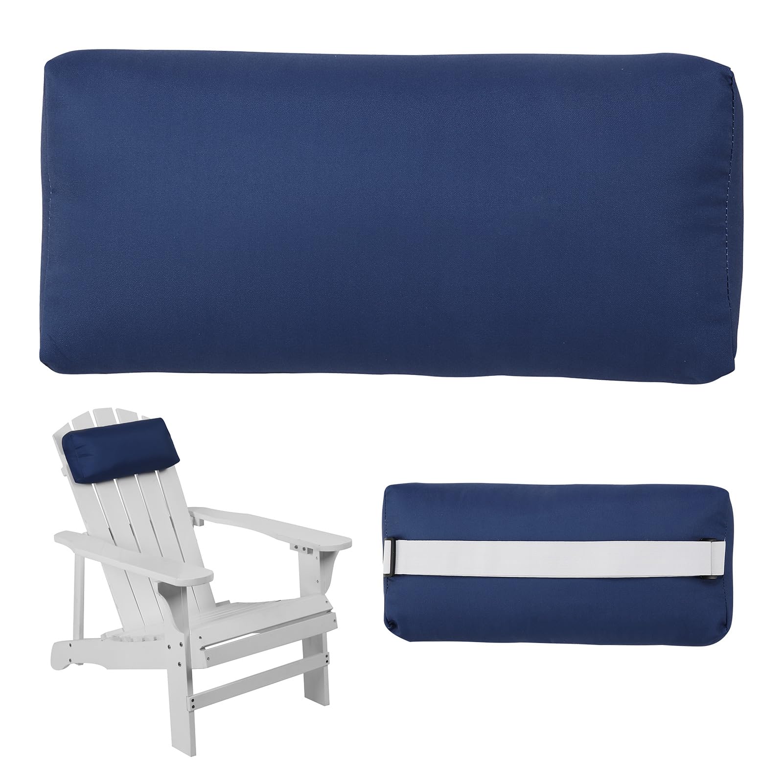 Almohada reposacabezas para tumbona de patio, almohadas de diván al aire libre con almohadas elásticas ajustables para descansar la cabeza para silla reclinable de oficina, azul oscuro