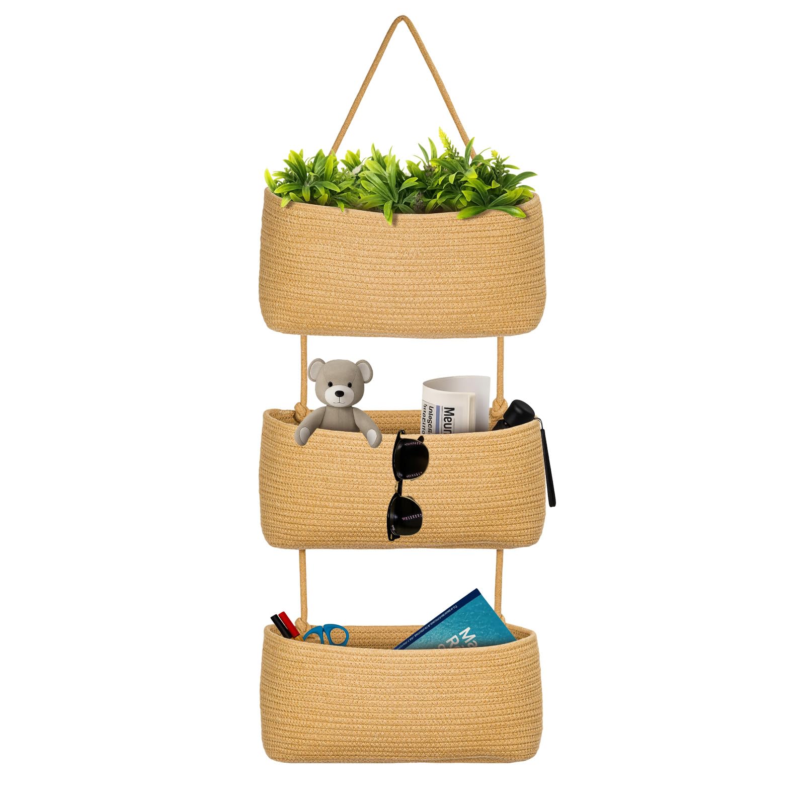 GREENSAPPIRE 3-Tier Over Door Storage Organiser Hanging Door Organiser for Bathroom Bedroom Nursery & Kitchen Space Saving Fabric Storage with Hooks Foldable & Durable