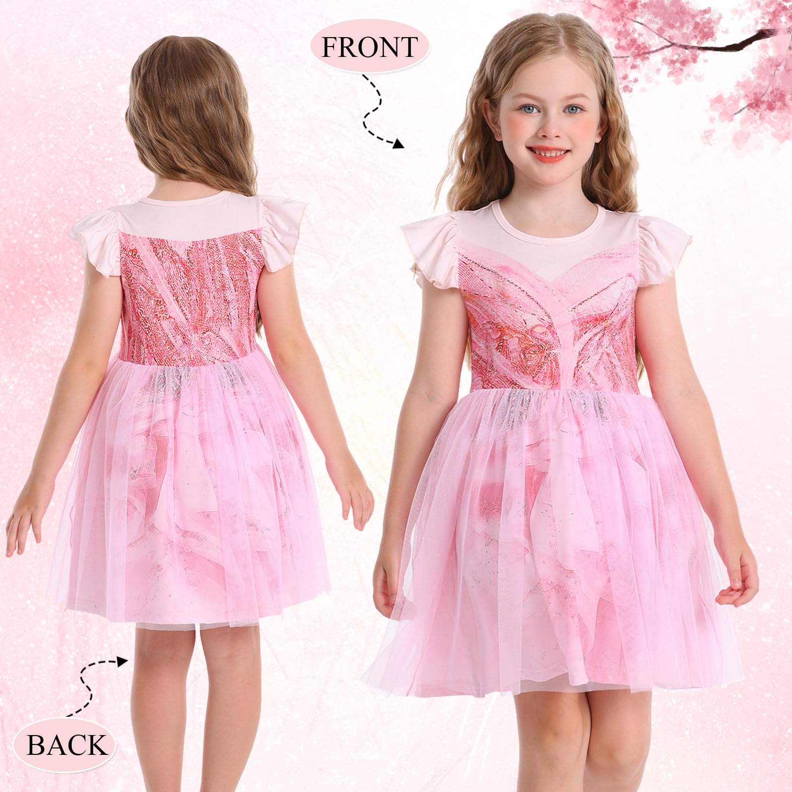 Marendyee Girls Witch Costume Kids Pink Princess Fancy Party Dress Up World Book Day Costumse for Girls Witches Christmas Dresses Cosplay Children's Pretend Play Clothes Outfit 7-8 Years - Image 2