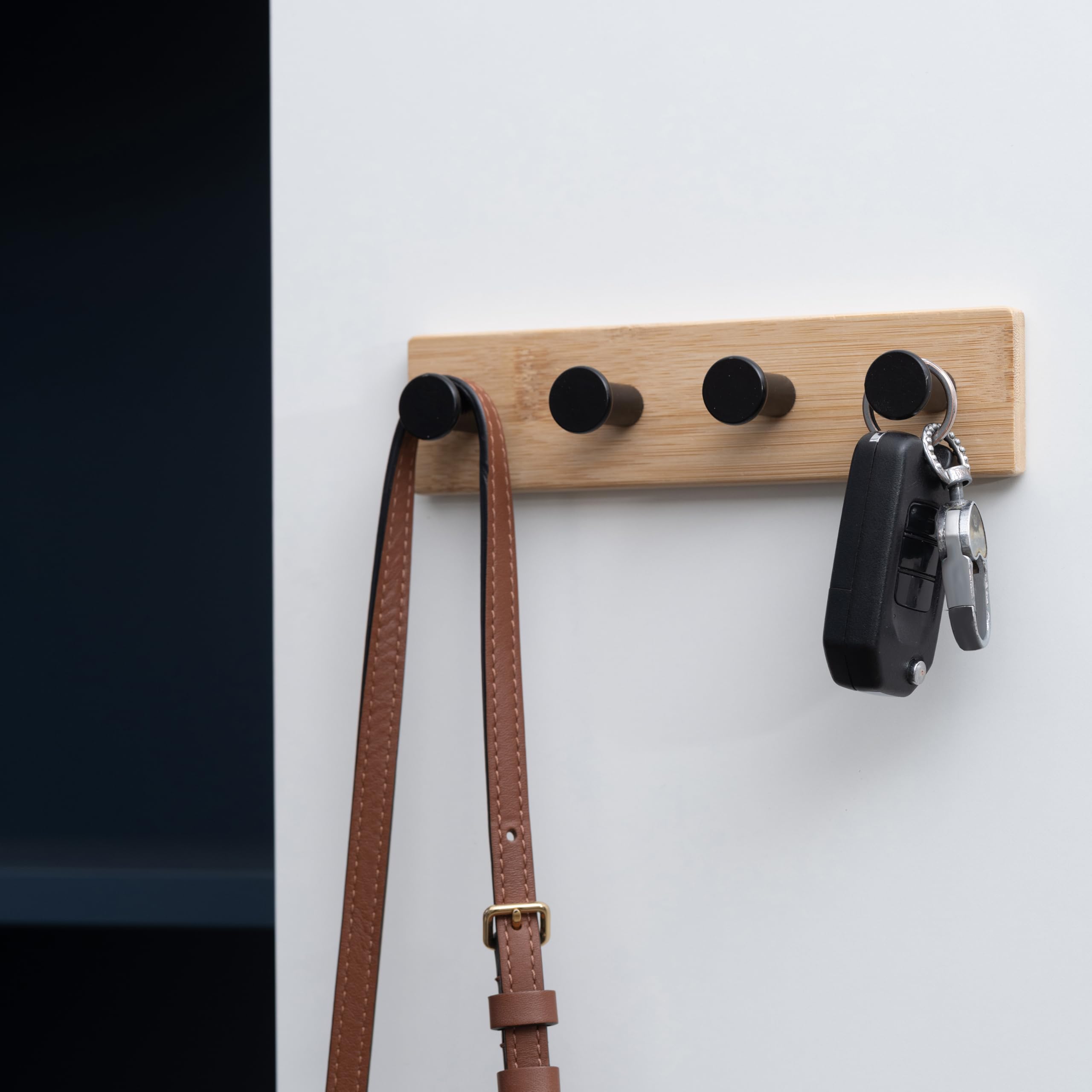 Echehi Porte Clé Mural En Bois à 7 Crochets, Autocollant Ou Perforateur Echehi Porte Clé Mural En Bois à 7 Crochets, Autocollant Ou Perforateur