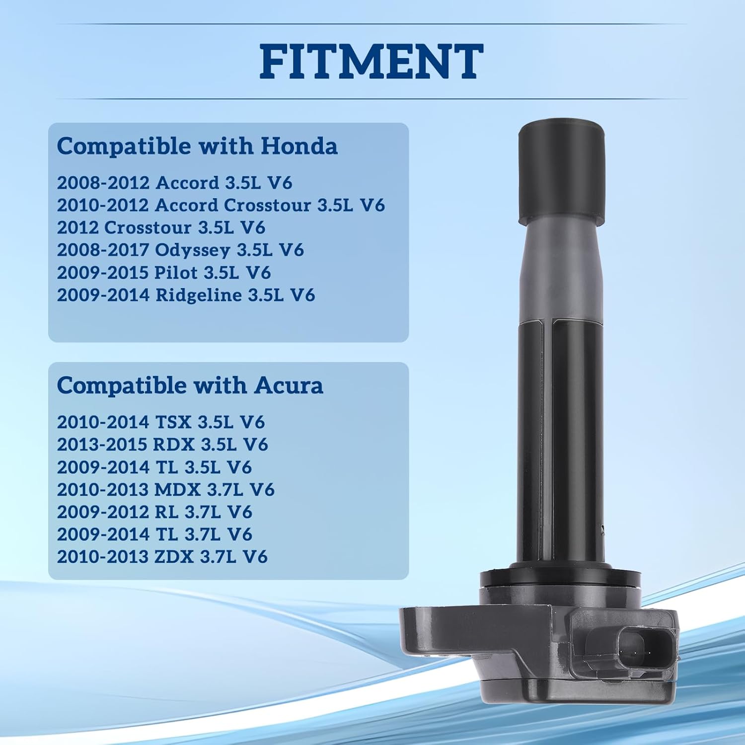 Ignition Coil Pack of UF603: 6Pcs for Honda Odyssey Pilot Ridgeline Accord Crosstour Acura RDX TL TSX MDX ZDX RL 3.5L 3.7L V6 2008 2009 2010 2011 2012 203 2014 2015 2016 2017 Replaces C1624 5C1681