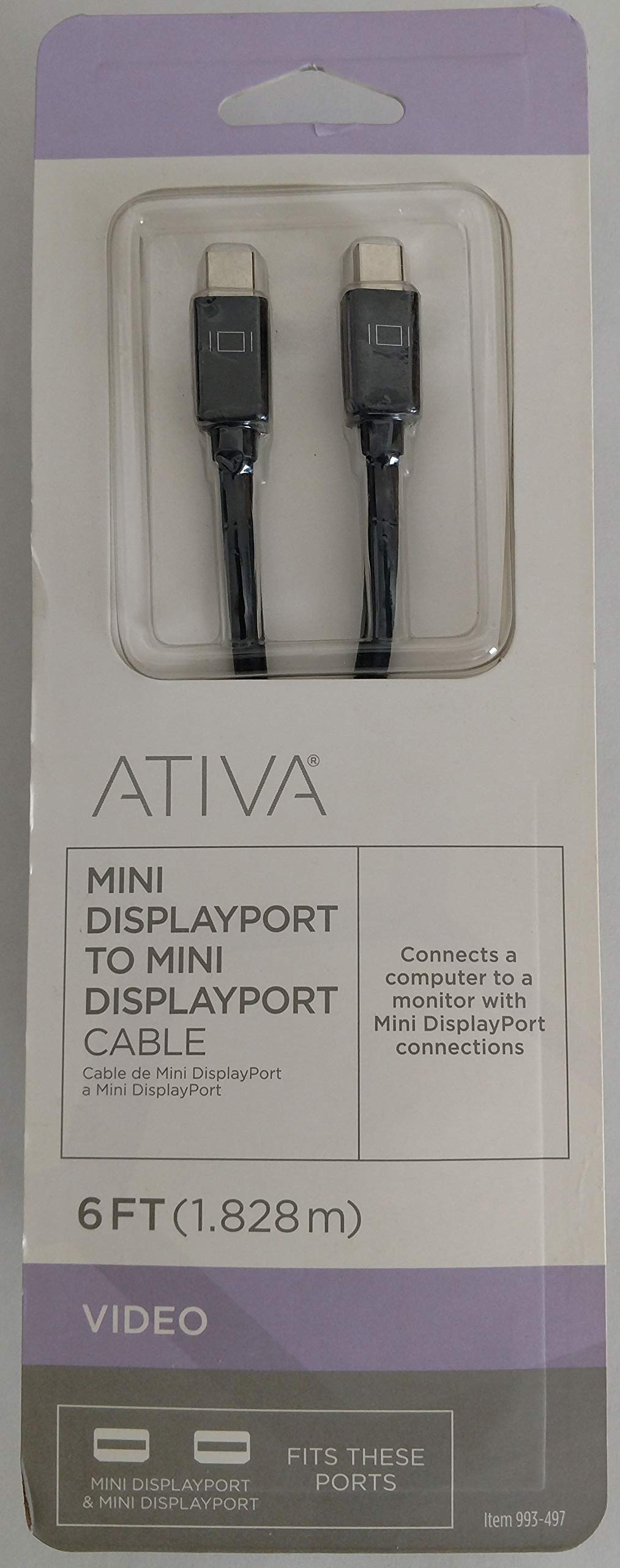 ATIVA Mini DisplayPort to Mini DisplayPort Cable, 6’, Black, 36544