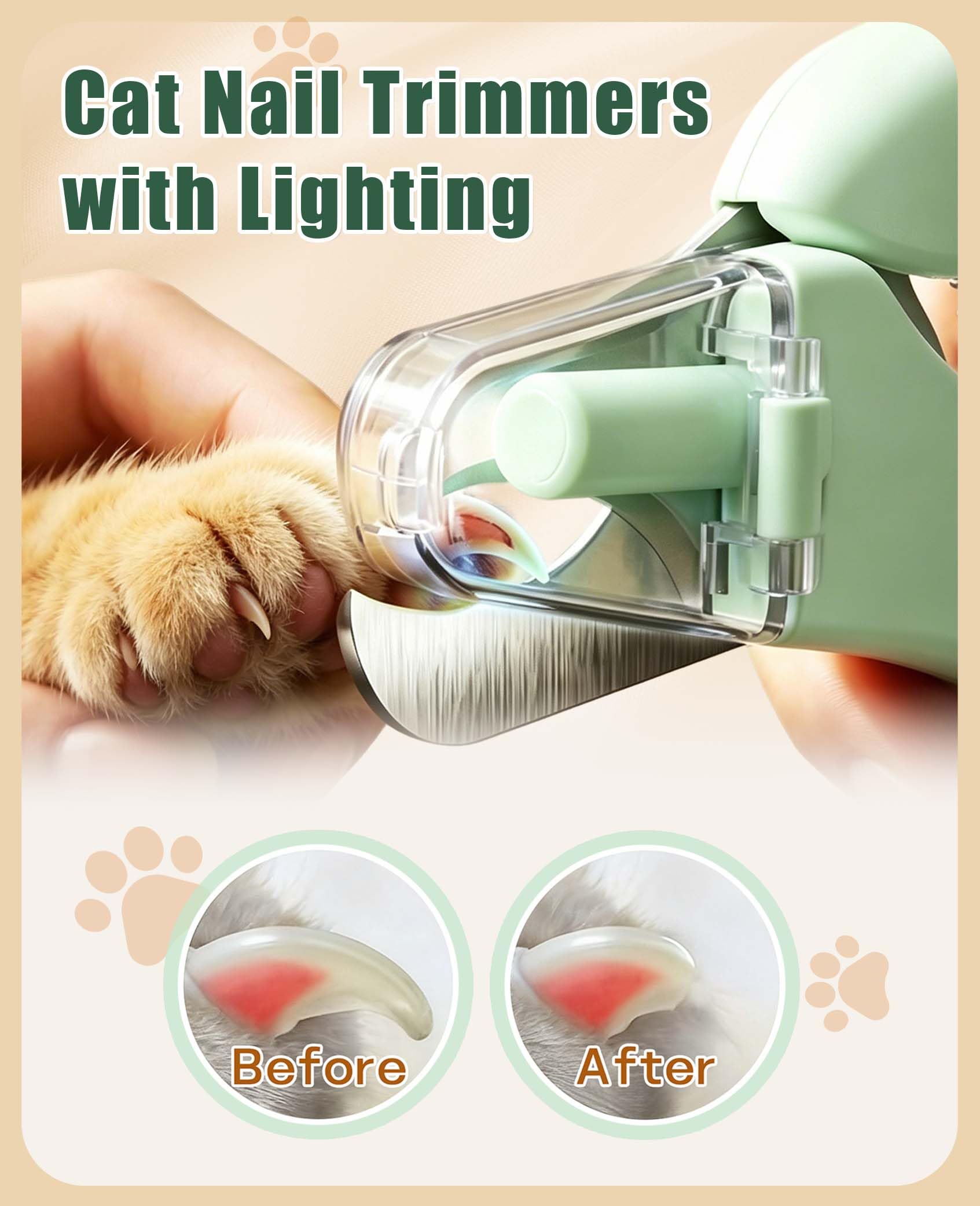 Cortauñas y amoladora 2 en 1 para perros y gatos, luces LED y protector de seguridad para perros grandes, medianos y pequeños, herramienta de aseo para gatos y perros pequeños