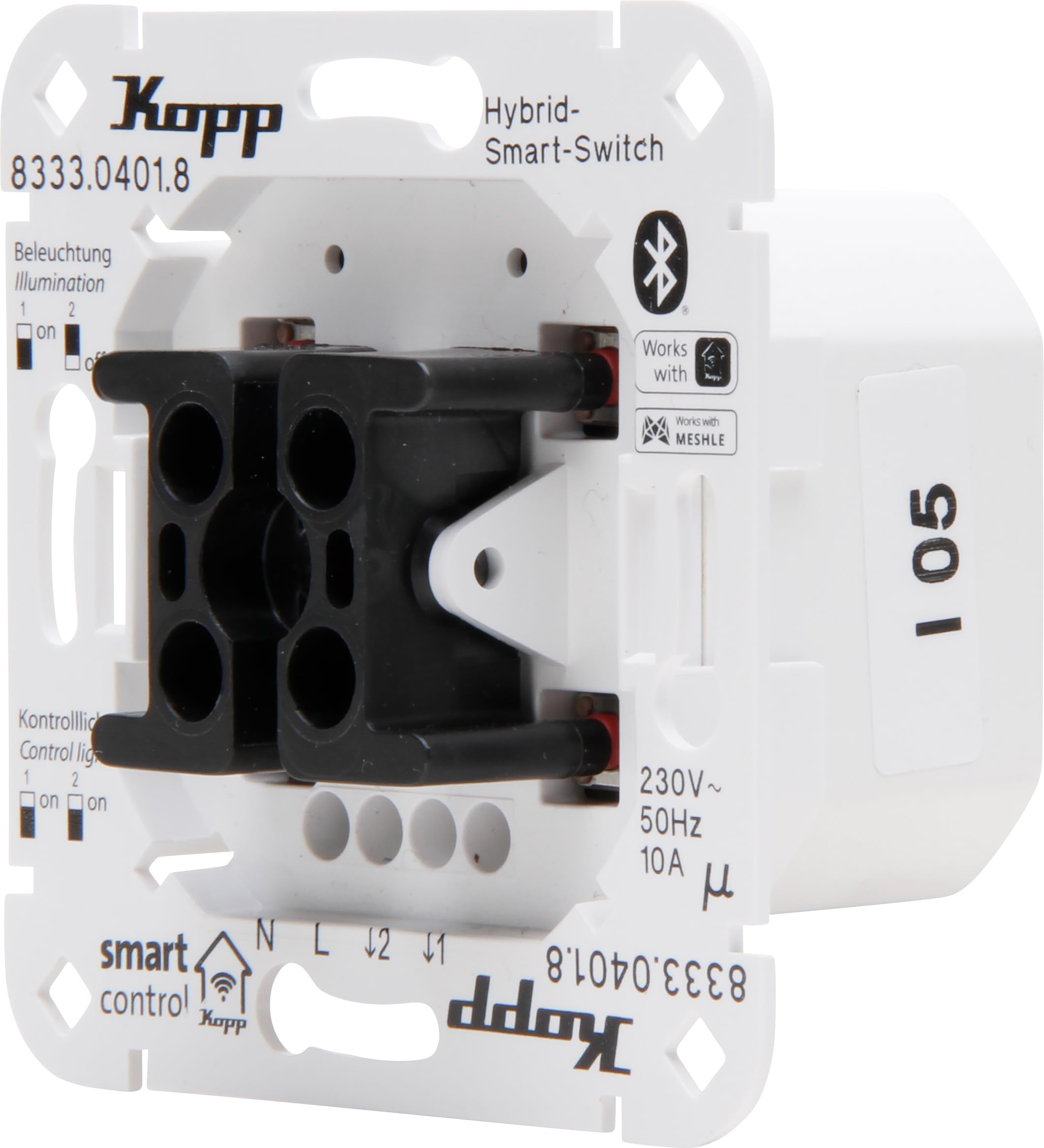 Kopp Smart-Control Hybrid-Smart Switch zur Rollladen-, Jalousien- u. Markisensteuerung mit Wippenaufnahme für Kopp & versch. Schalterhersteller, Amazon Alexa, Google Home, 833304018
