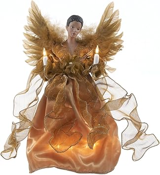 Kurt Adler UL 10-Light African American Angel Christmas Treetop Figurine