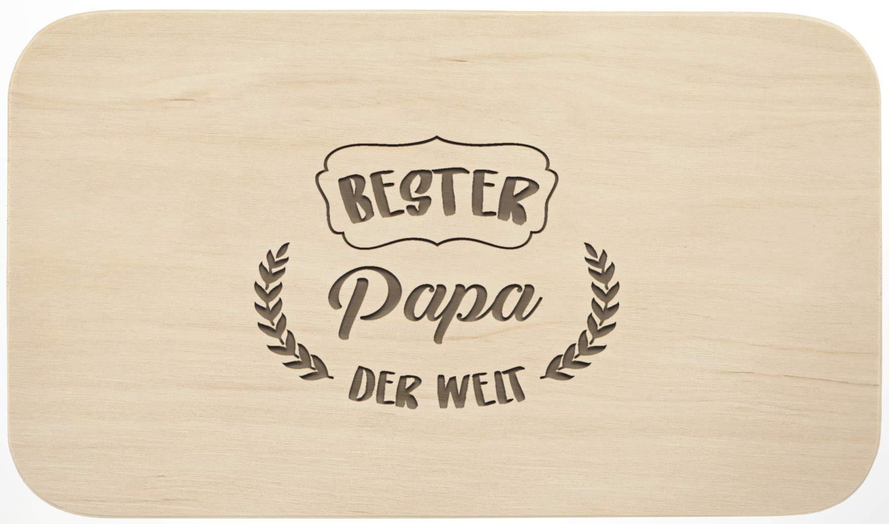 Frühstücksbrett Gravirt "Bester Papa Der Welt" - Aus Ahornholz, 26x15cm | Geschenk Zum Vatertag, Geburtstag & Weihnachten