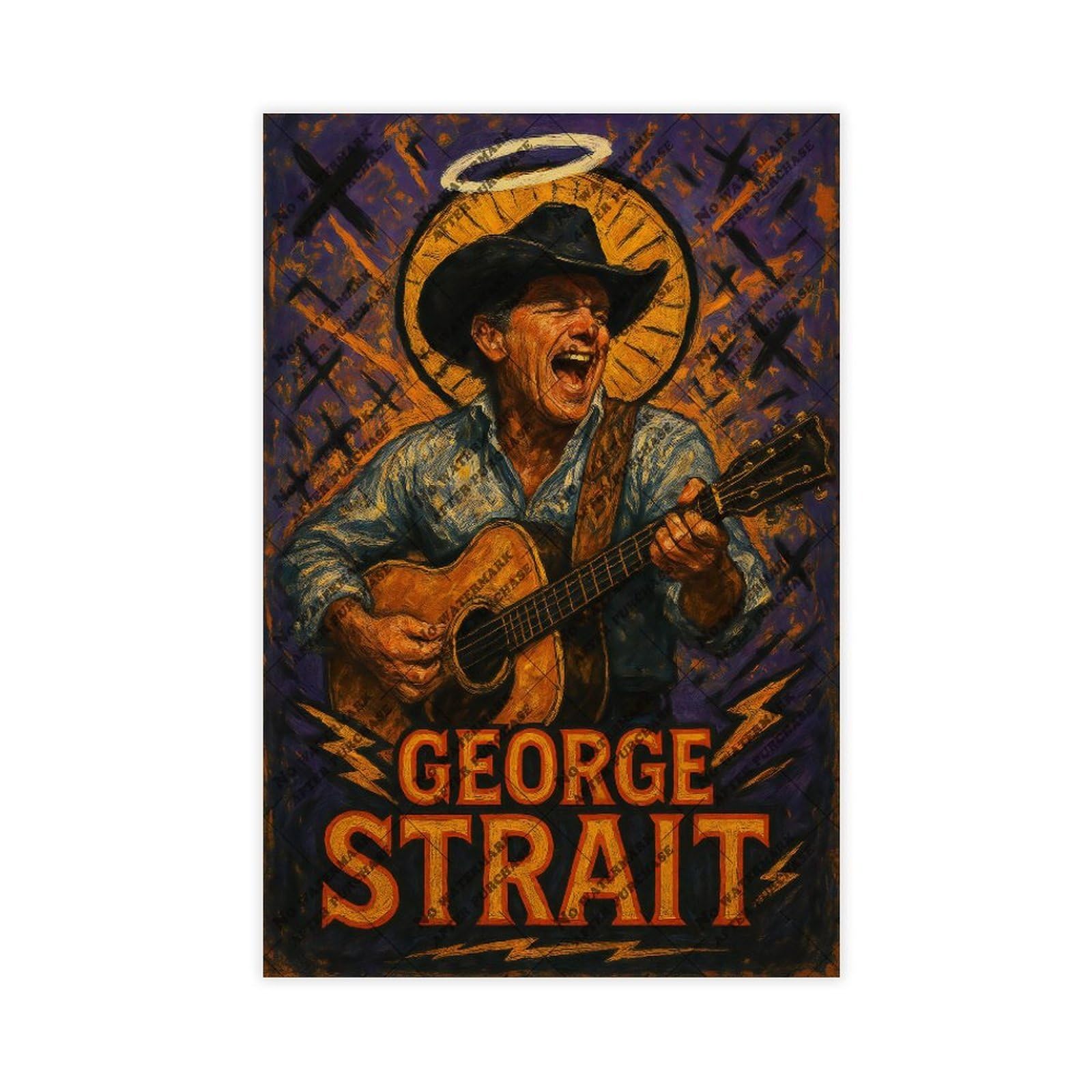 ZYGNBHL ＂Heaven Needs Country Music＂ Series Singer George_Strait Posters Office Bedroom Room Aesthetics 12x18inch(30x45cm)