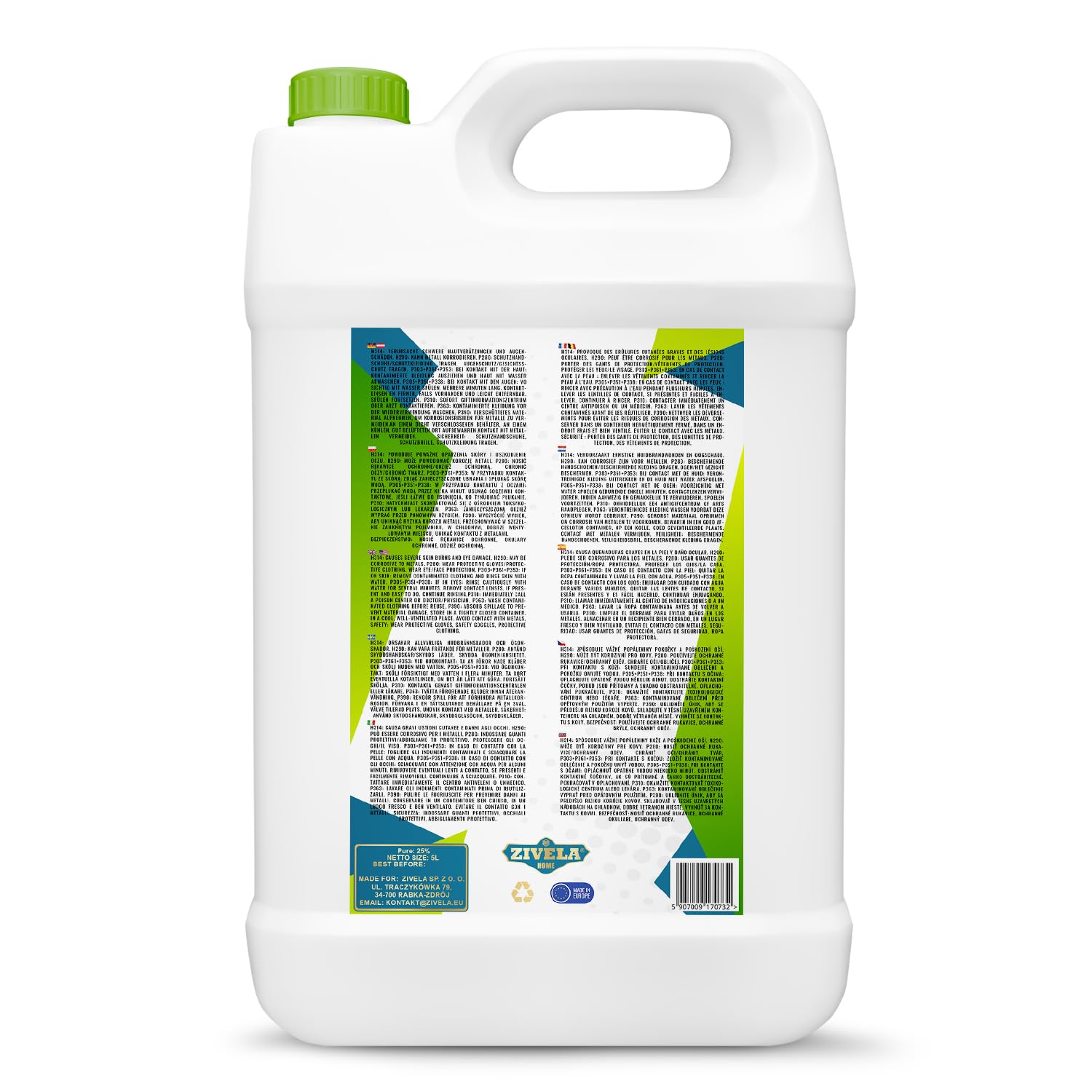 20 l di acido acetico 25% di qualità premium – il vostro tuttofare in casa | 4 x 5 l di acido acetico 25% di qualità alimentare Made in Europe