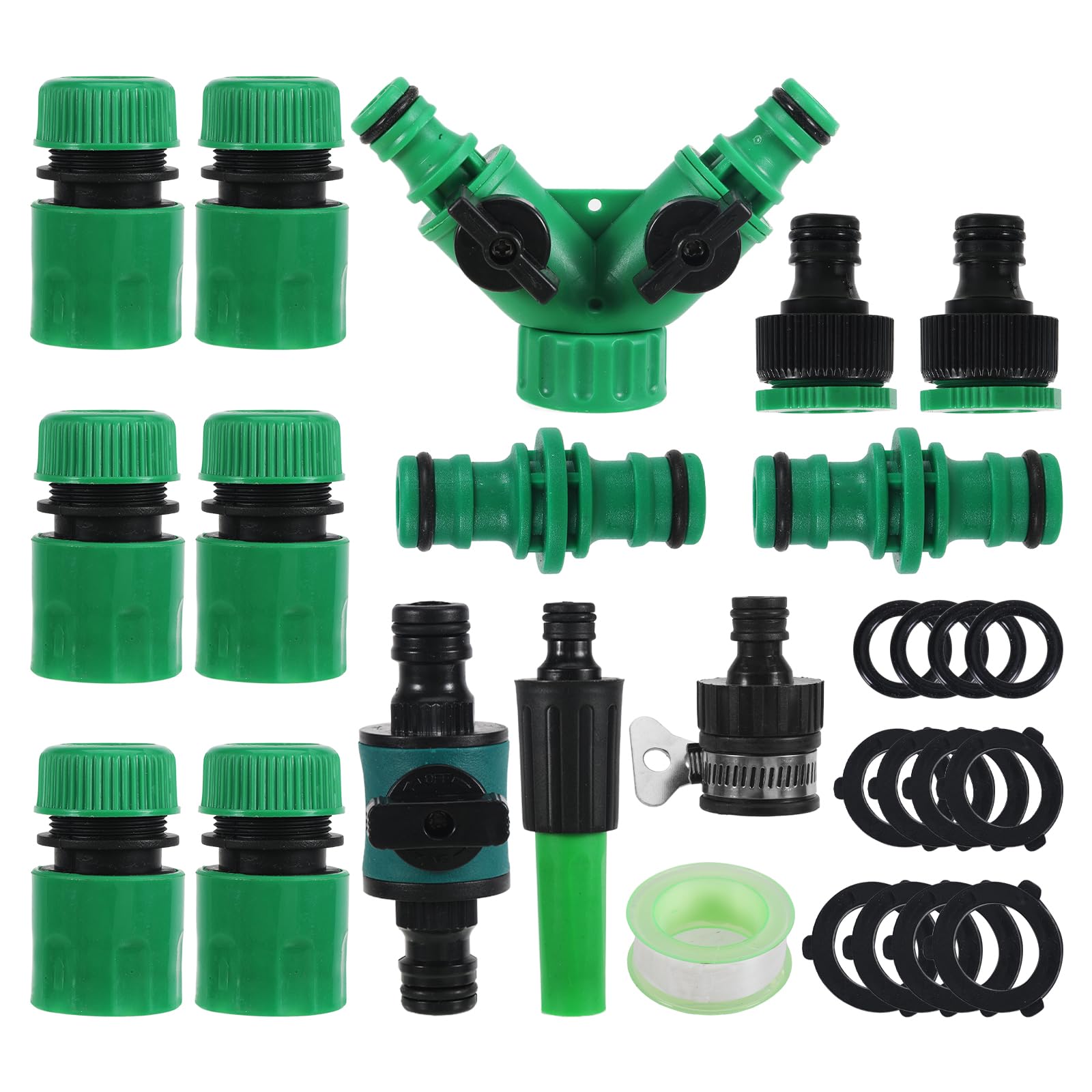 Garden Hose Connector Kit 15 Pcs Garden Pipe Fittings Kit Quick Connector for HosePipe:Y-Hose Splitter,Hose Repair Connectors