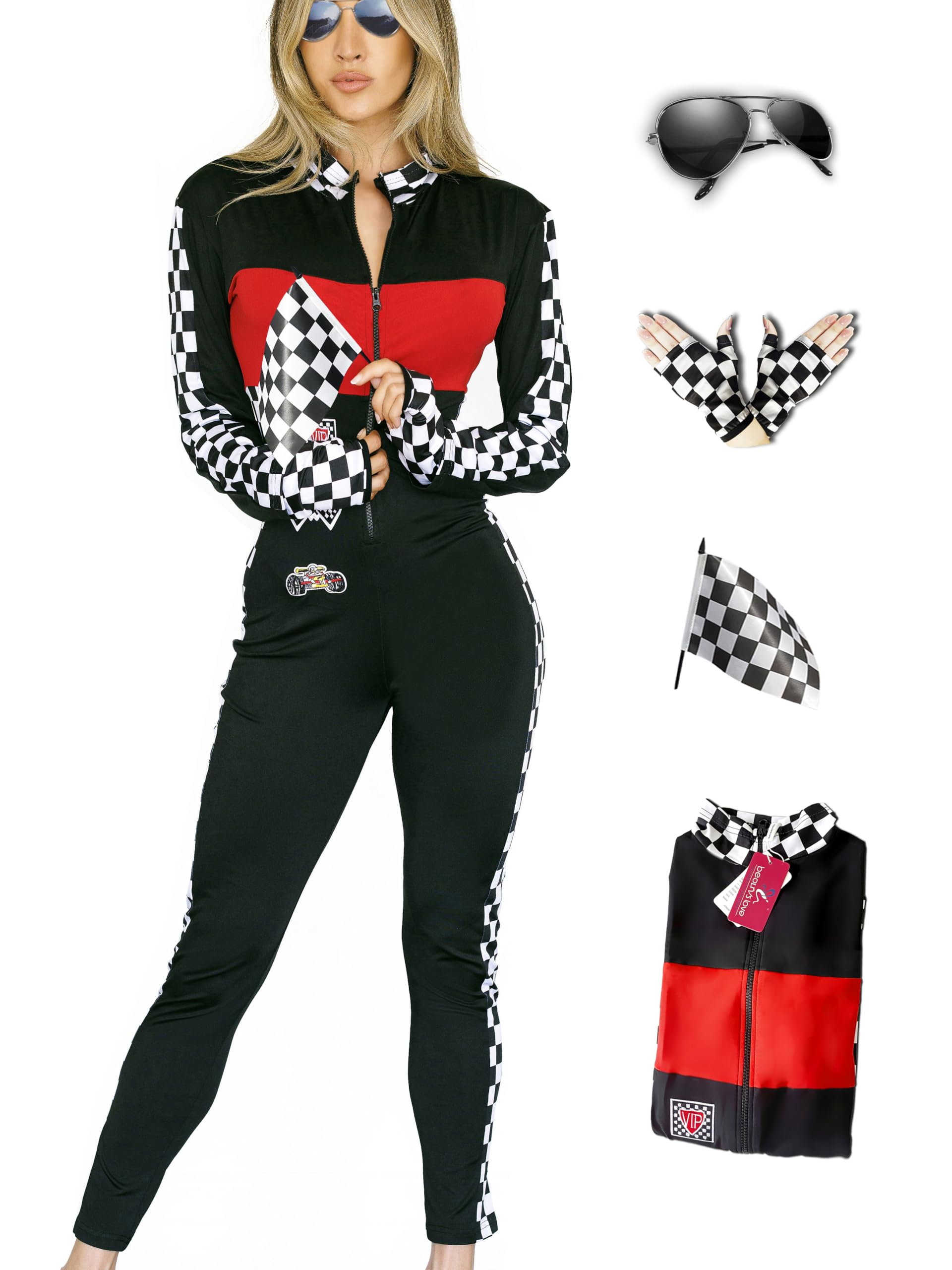Halloween Racer Costume-Speed Car Driver Jumpsuit Costume for women