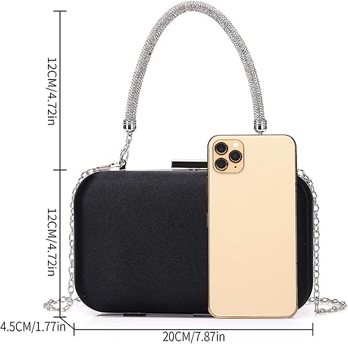 Vista 4 de Buric - Bolsa de noche pequeña para fiesta, boda, cóctel, para mujer, elegante, formal, con cadena, novia, baile de graduación