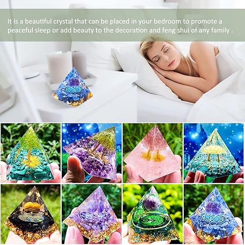 Miniatura 6 de Torre de energía de pirámide de cristal de orgón, cristales curativos de chakras para energía positiva, joyería de piedra triturada de chakra