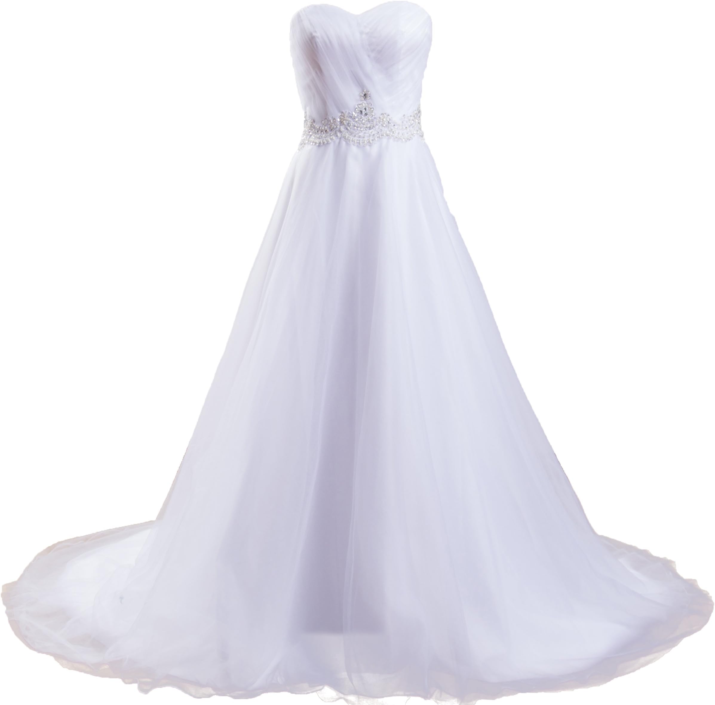 Meibida Elegant Sweetheart Beaded Floor Length White Wedding Bridal Dresses 2015