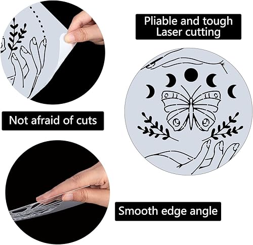 Miniatura 10 de GORGECRAFT Plantilla de flor de loto de 12 x 12 pulgadas, plantillas sagradas de mandala de yoga, plantillas de pintura de plástico reutilizables