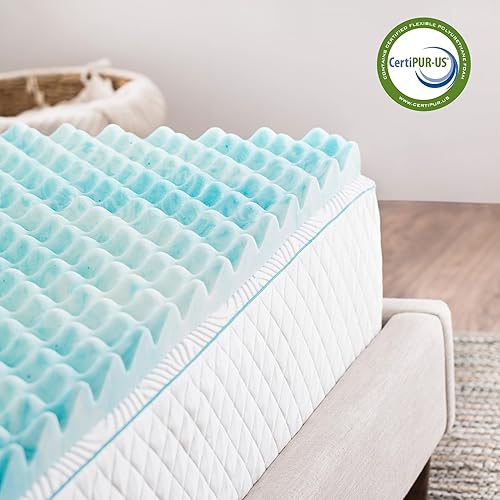 Miniatura 7 de Linenspa Cubrecolchón de espuma viscoelástica de gel contorneado de 3 pulgadas, promueve el flujo de aire, alivia los puntos de presión, tamaño King