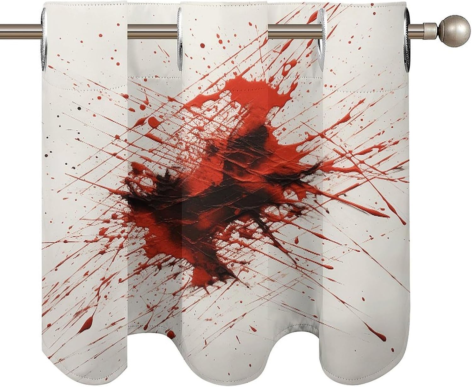 Red Pen Lines 2 Pack Valance Curtains Window Treatments. Adjustable Curtain with Rod Pocket.Cafe Curtains is Half Curtains for Privacy Decorative 52x18.1 Inch.