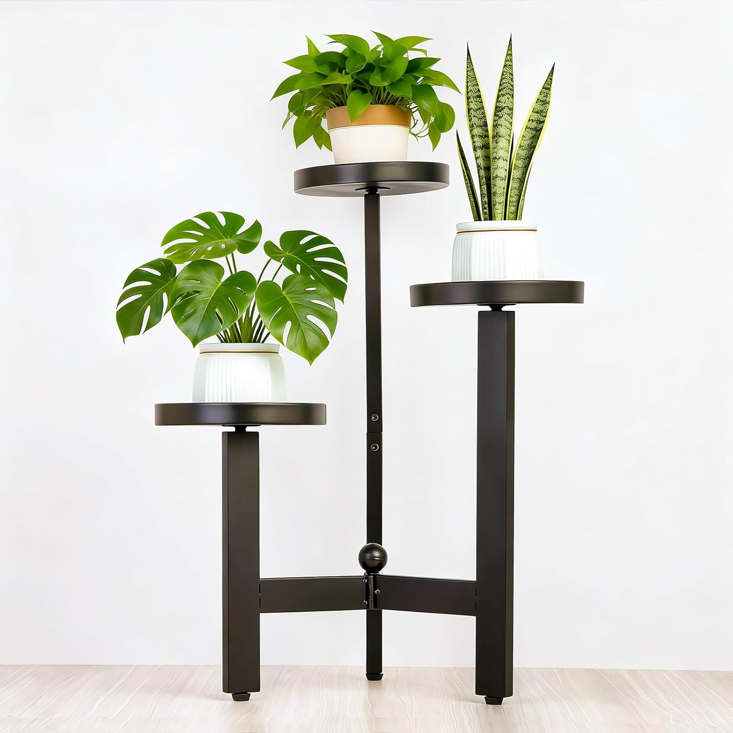 3 Tier Plant Stand - 25 Inch Iron Multi-Tiered Shelf for Indoor & Outdoor Greenery | Modern Space-Saving Display Rack for Flowers, Succulents, and Home Decor