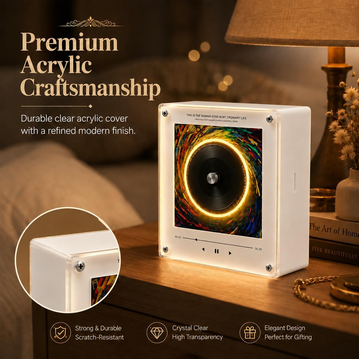 Retro Vinyl Record Refrigerator Magnet, 128MB NFC Music Player Box Set