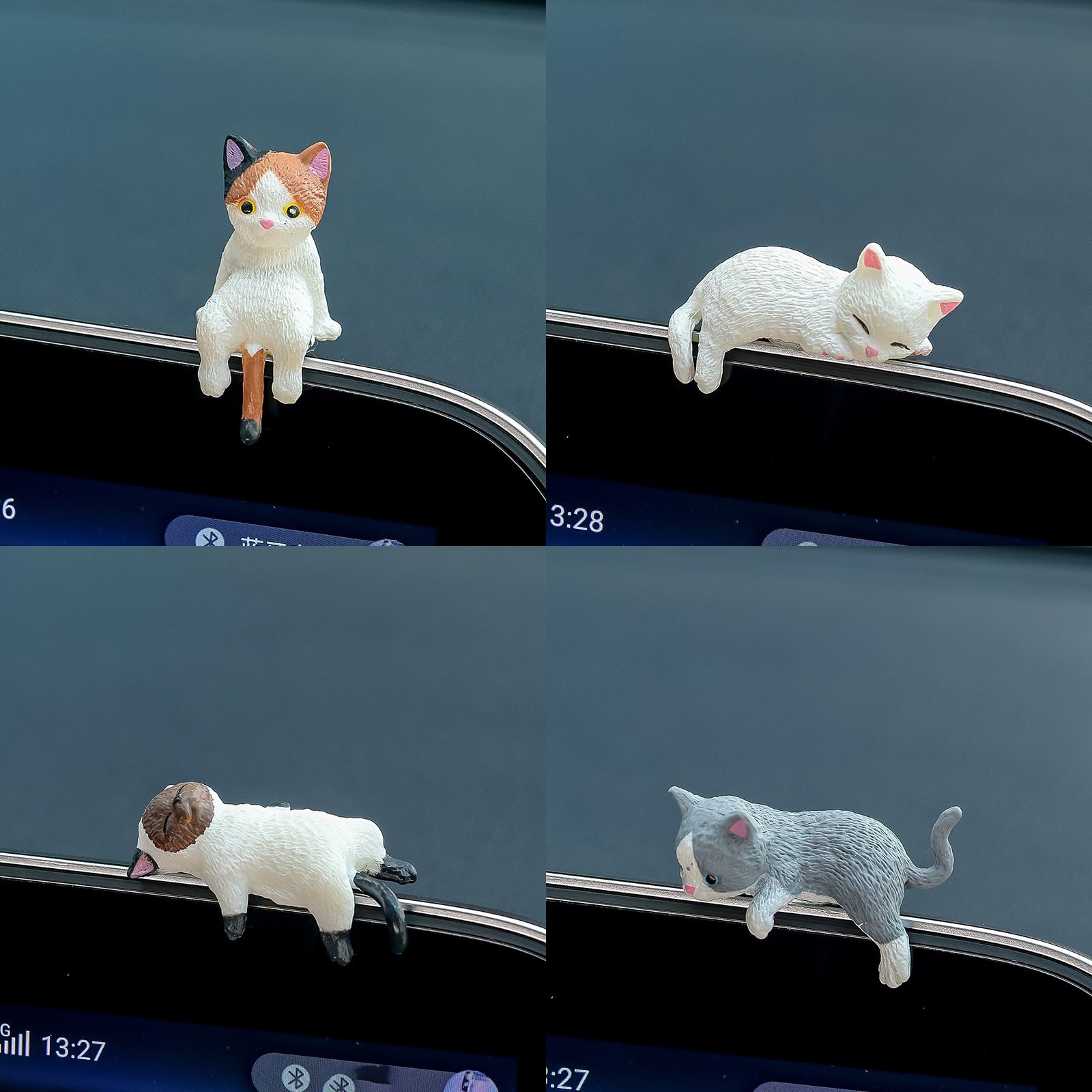 KARLOR Mini kattenfiguren, decoratie, 6 stuks zittende kittenset, kat kater miniatuur katten standbeeld dierornamenten microlandschap auto tafel tuin aquarium taart decoratie (6 zitkatten