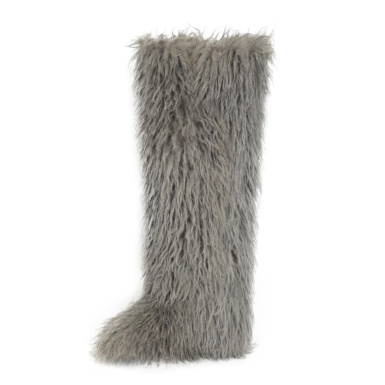 Womens Faux Fur Thigh High Boots - Elegant Over-the-Knee Wide Calf Fit Chic Black Brown Winter Boots for