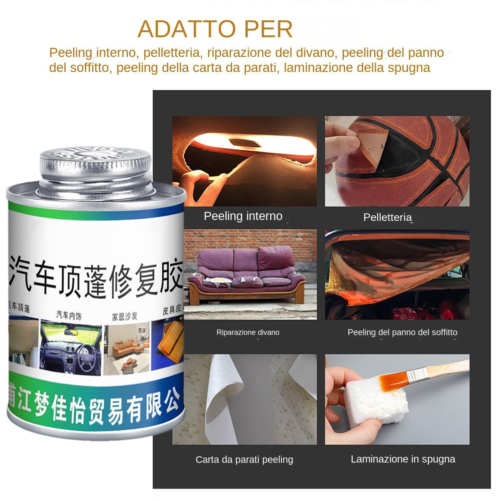 Colla Per Riparazione Tetto Auto - 100 Ml Con Pennello, Adesivo Forte Per Tessuto Del Cielo, Impermeabile E Termoresistente