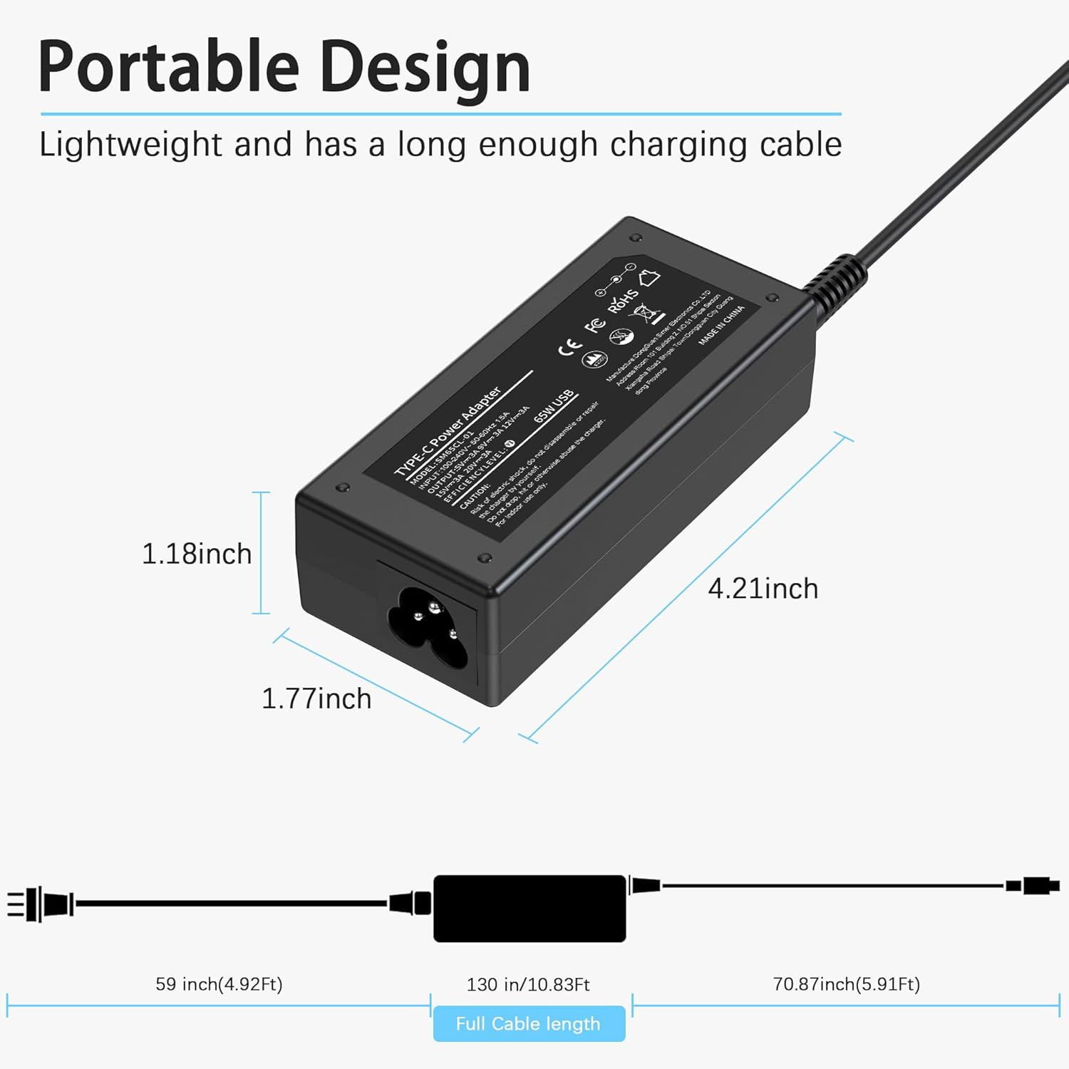 65W Universal Chromebook Charger USB C Laptop Charger Compatible with HP Dell Len OVO Asus Acer Sam Sung Thinkpad Yoga EliteBook Google Chromebook Type C Computer Power Cord AC Adapter image 4 of 7 B0FHPN157T