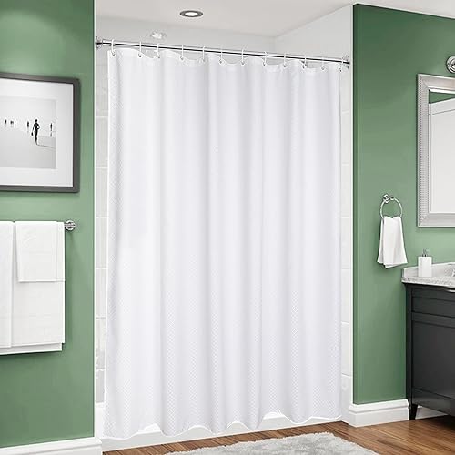 Miniatura 6 de Cortina de ducha gris de 75 pulgadas de largo, cortinas de ducha de tela con peso gofre para baño, cortina de baño de poliéster lavable pesada,