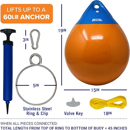 Miniatura 5 de Boya de anclaje y anillo de recuperación de vinilo para barco, boya de amarre redondo, parachoques o marcador y bola flotante de anclaje para línea