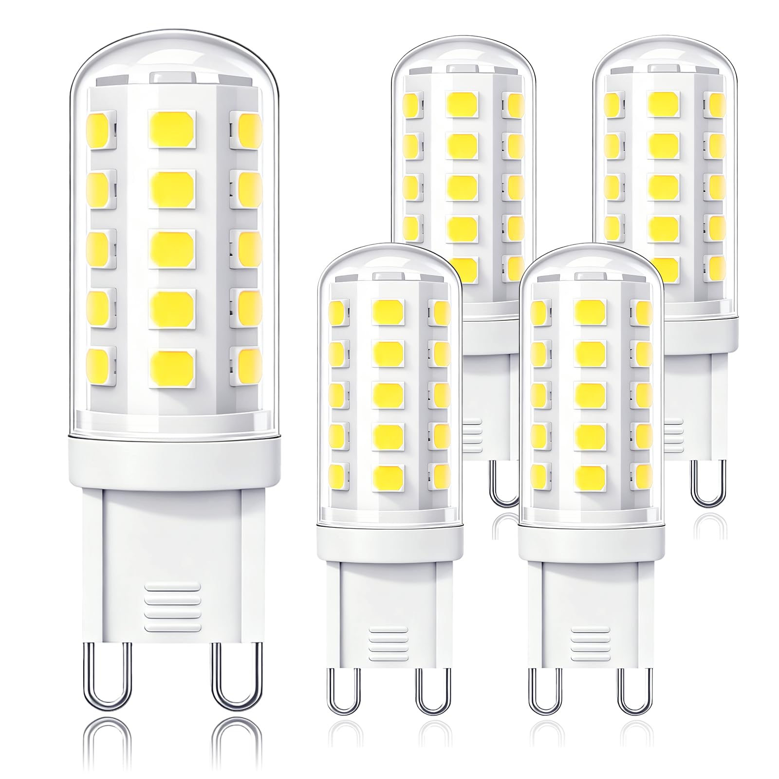 Cinsenten G9 Led Bulbs Cool White 3W 580LM Class B, Equivalent to 40W 33W 28W G9 Halogen Bulb, 6000K AC 220-240V No Flicker Non-Dimmable Energy Saving Light GU9 Bulbs for Home Lighting Pack of 5
