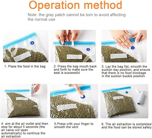 Miniatura 5 de Sous Vide Bags - Juego de 22 bolsas reutilizables al vacío para almacenamiento de alimentos, con bolsas de alimentos al vacío de 3 tamaños, 1 bomba