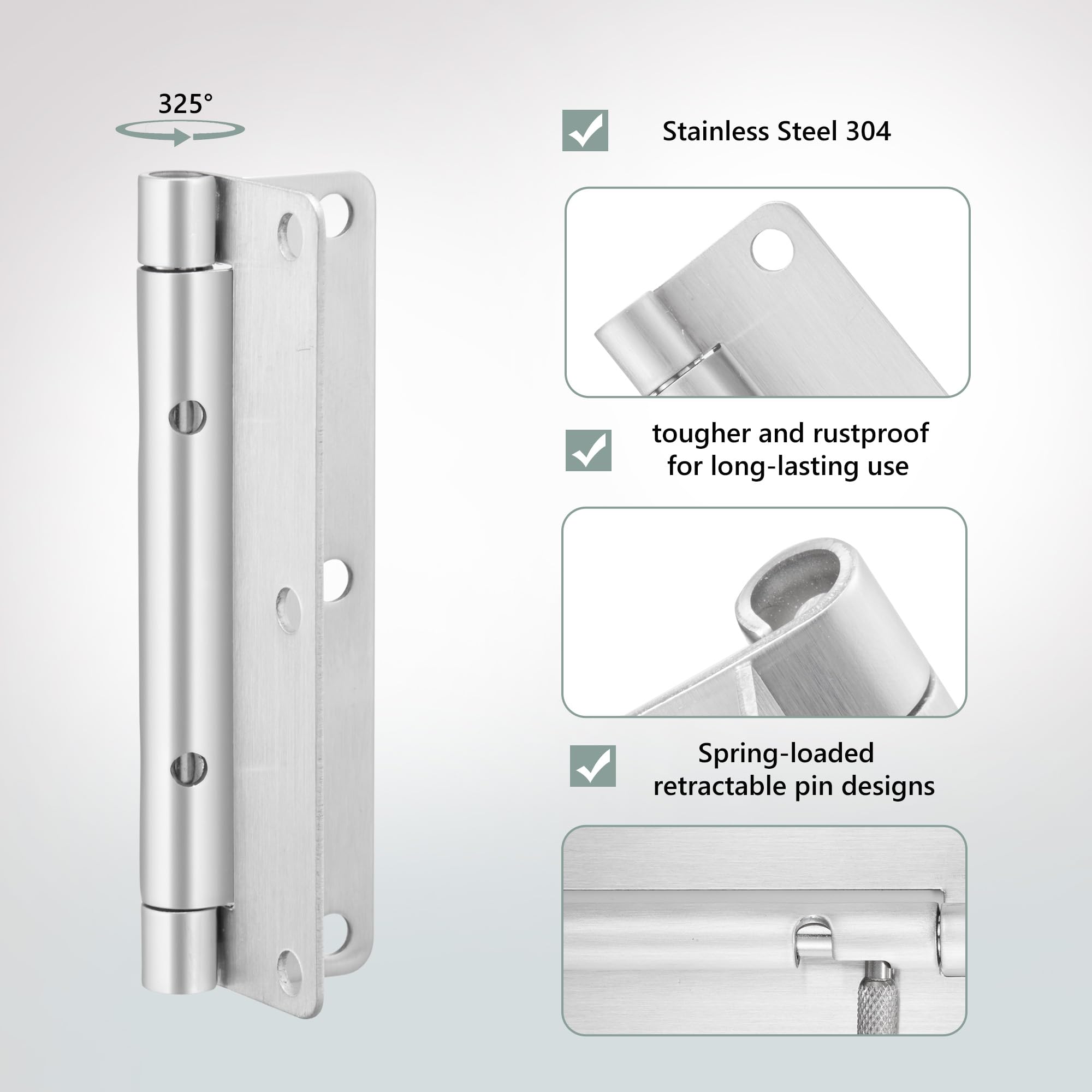 HSMT-hinges 4 Inch Quick Release Hinge, Stainless Steel 304, Detachable - View #7