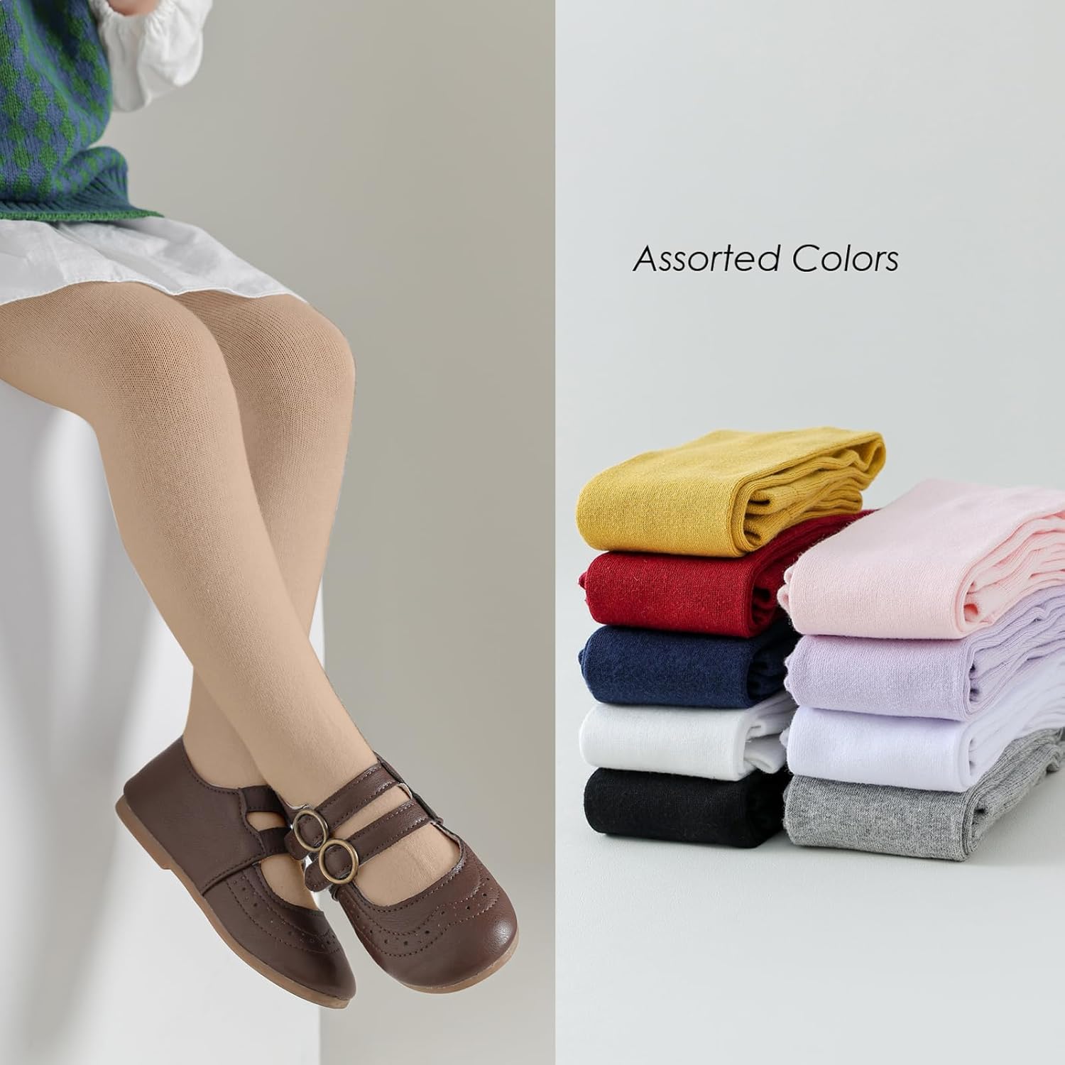 EPEIUS Baby Tights Baby Girls Non-Slip Plain/Ribbed Leggings Seamless Cotton Stockings Pantyhose Newborn Infant Toddler - Image 4