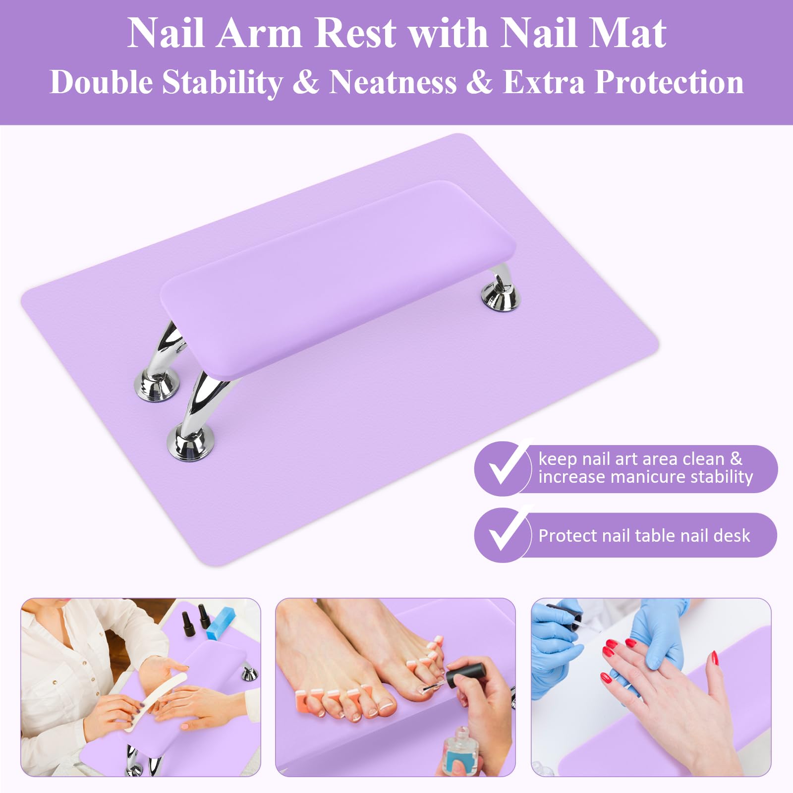Nail Arm Rest with Nail Table Mat, Microfiber Leather Hand Cushion