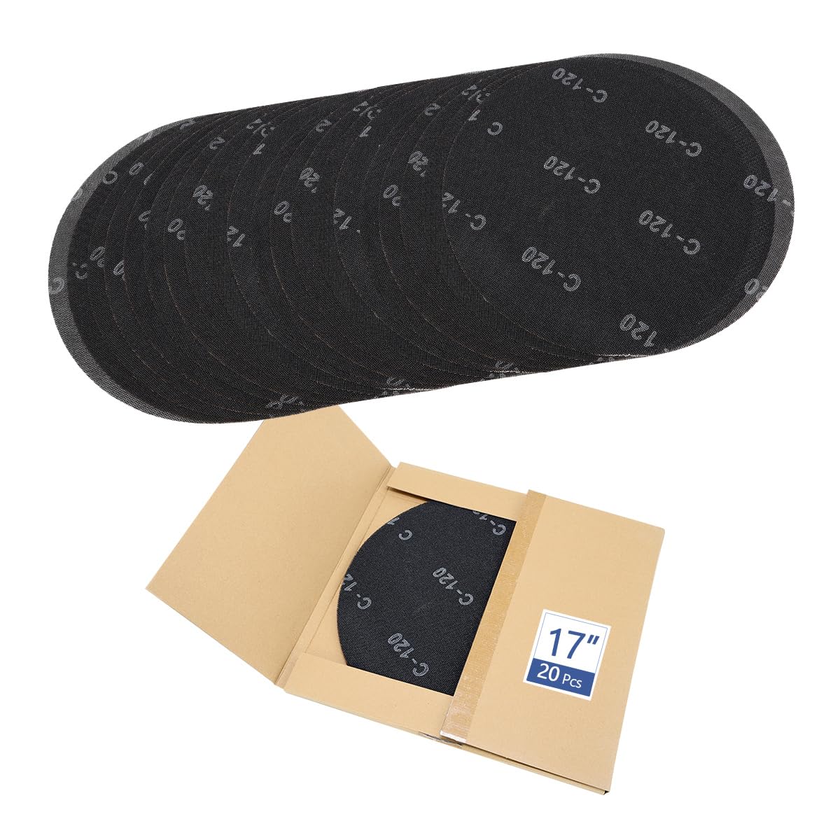 HUAALIUCHE 17" Sanding Screen Discs - Mesh Floor Sanding Screen - Black Silicon Carbide - for Wood Floors (20 Pack, 120 Grit)