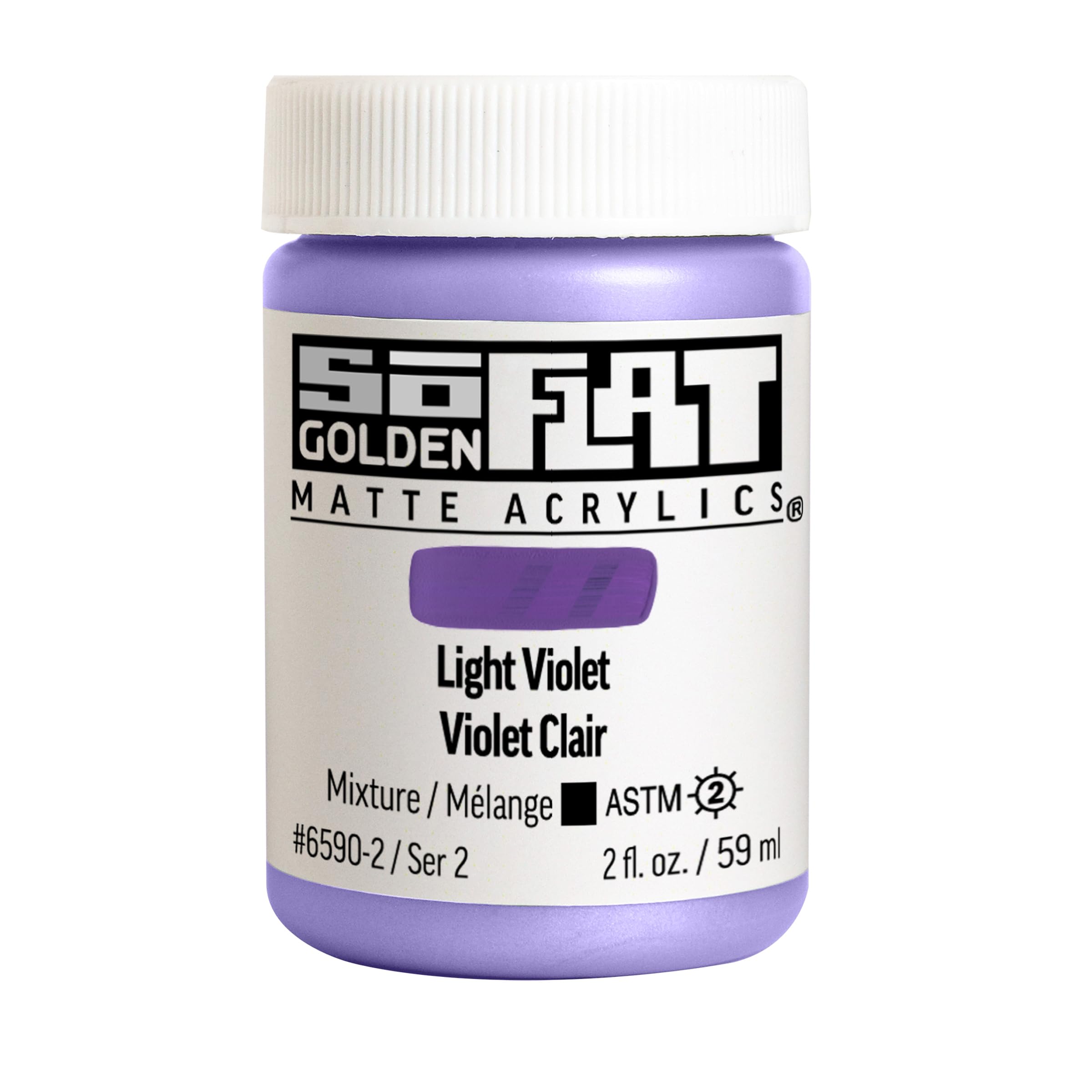 GOLDEN SoFlat Matte Acrylics, Light Violet, 2 fl. oz. Jar, Professional Acrylic Paint, Semi-Transparent