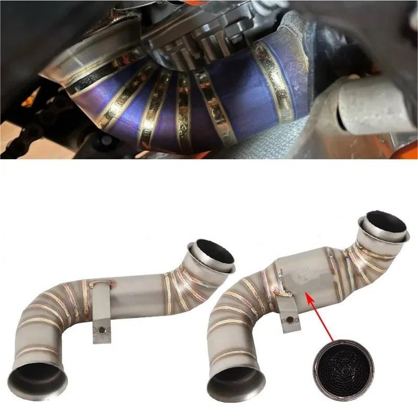 Tuyau D'échappement pour Moto pour Duke 790 890 Adventure R Rally 2018-2022, Silencieux À Enfiler, Tube Central Silo D'éChappement(Couleur 2)
