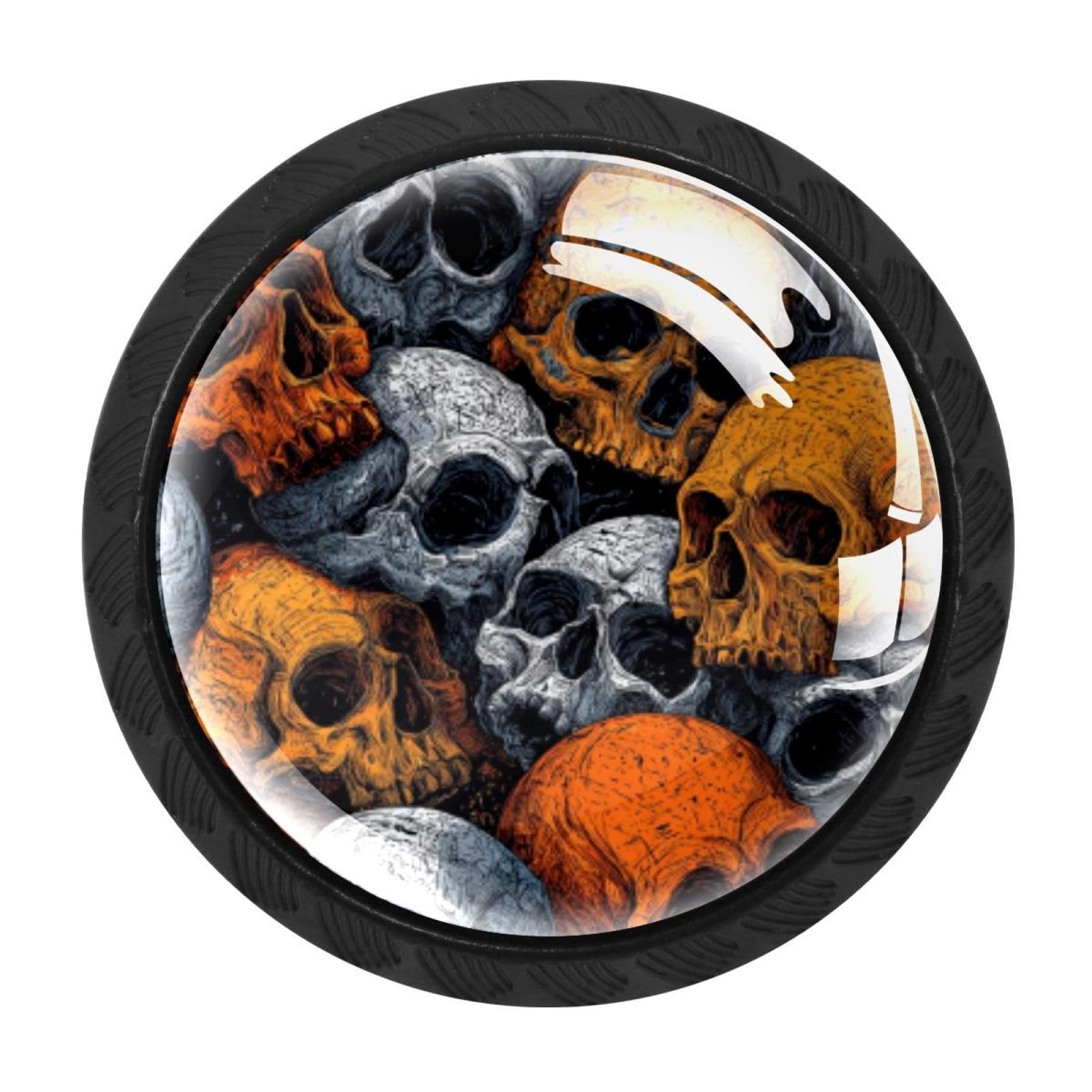 CHENZZZZ 4 PCS Halloween Scarry Skulls Crystal Glass Cabinet Knob Drawer Pull Handle for Kitchen Cupboard Dresser Wardrobe etc