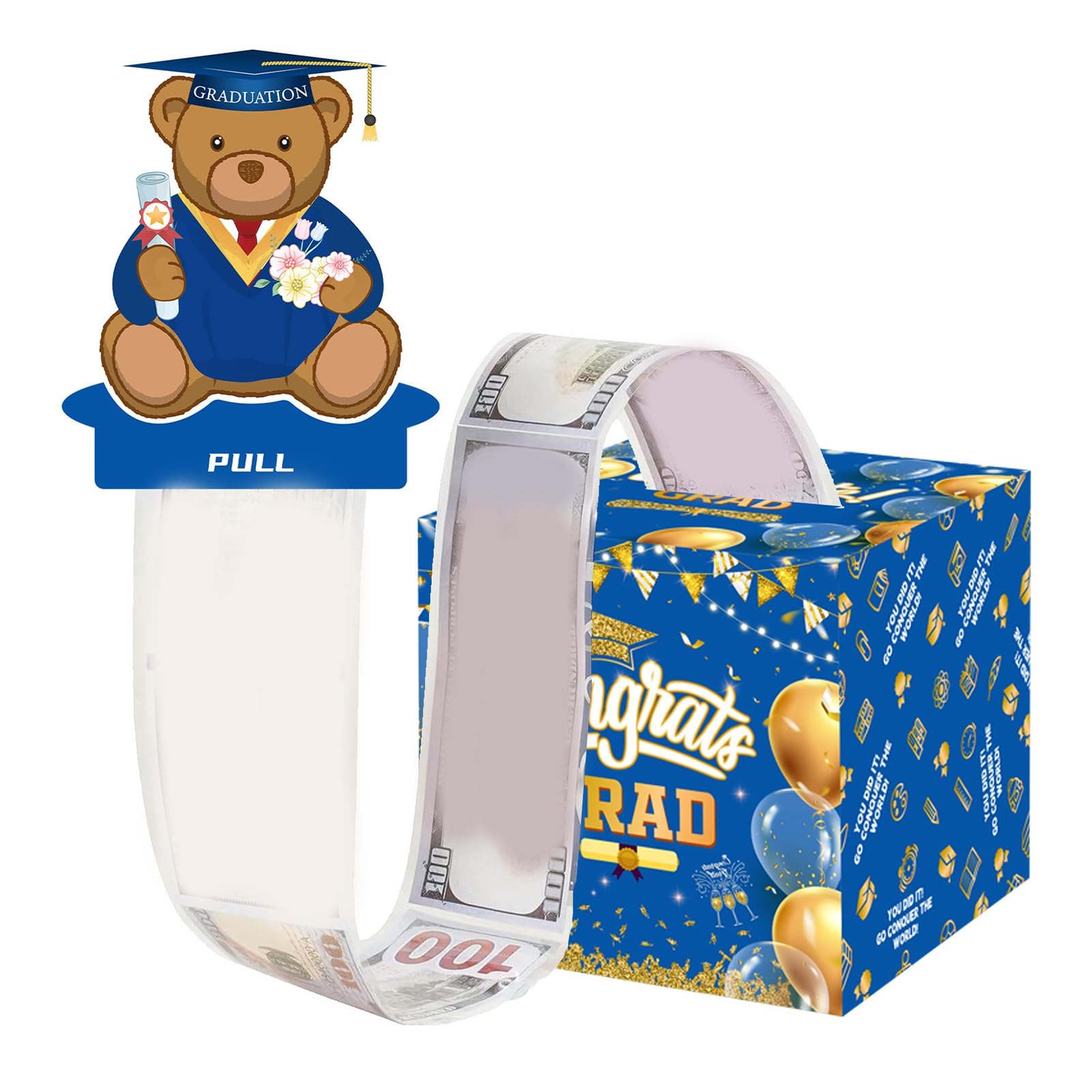 Pasisuu 2026 Graduation Money Box – Pull Top Cash Dispenser with Themed Pattern, Creative Graduation Gift for Party Decoration, Fun Money Card Holder C