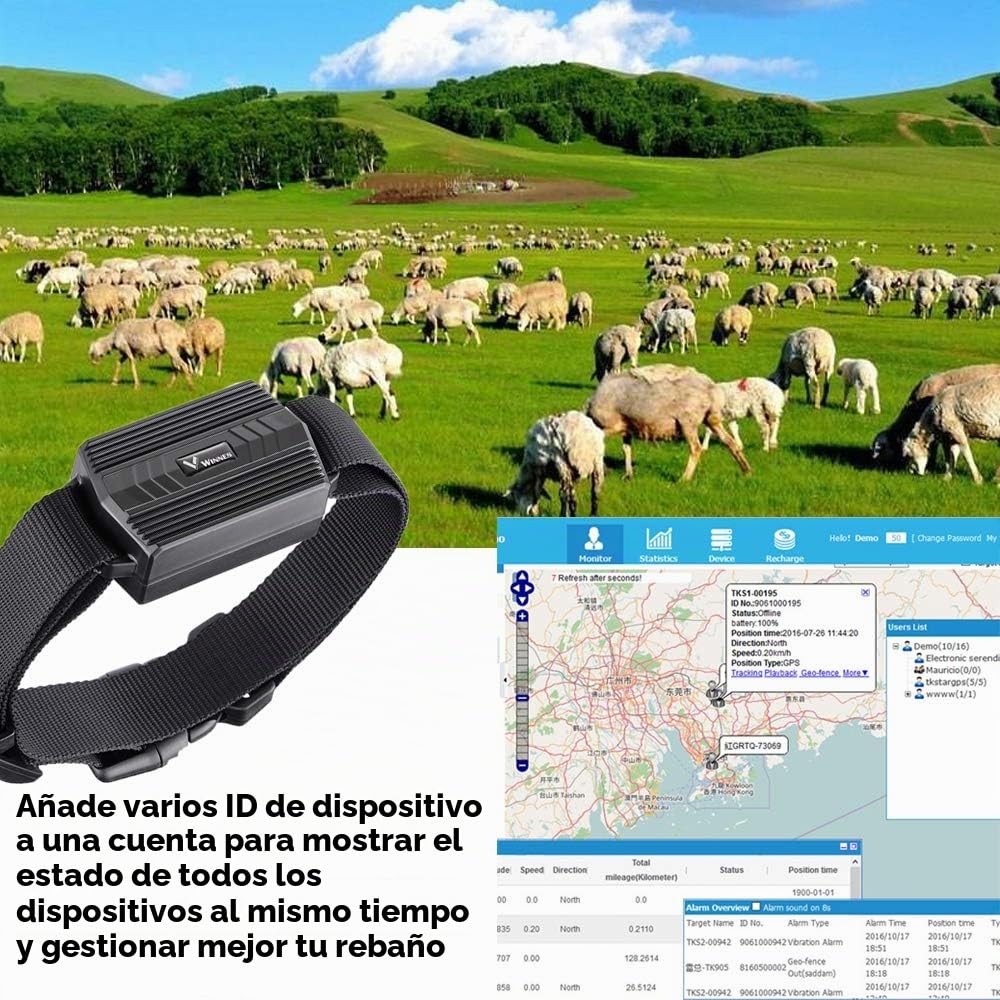Localizador GPS para Ganado y Perros Grandes, Rastreador GPS Inteligente Sin Suscripción, Valla Electrónica, Resistente al Agua y Batería de Larga Duración
