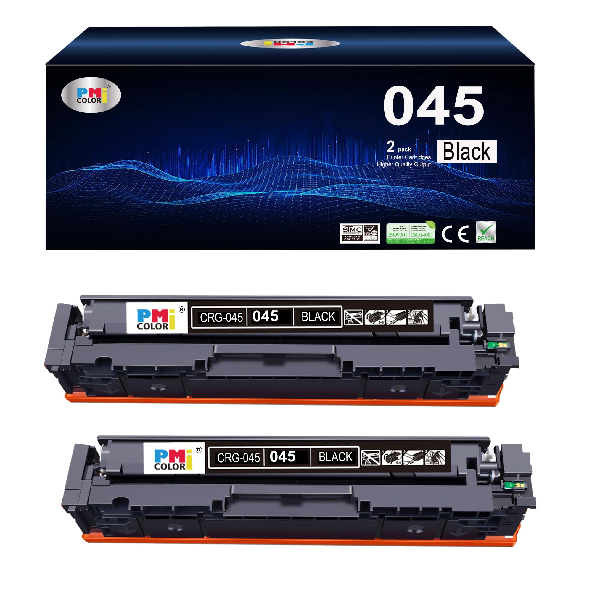045 Black Toner Cartridge Replacement for Canon 045 for Color ImageCLASS MF634Cdw MF632Cdw LBP612Cdw MF630C LBP610 Series Ink (2-Pack)