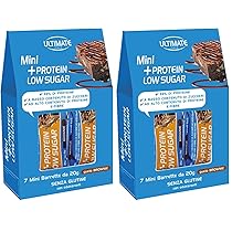 Ultimate Italia – Barretta low sugar proteica al 33% – gusto brownie – 7x20g – senza zuccheri, poche calorie, senza glutine (Confezione da 2)
