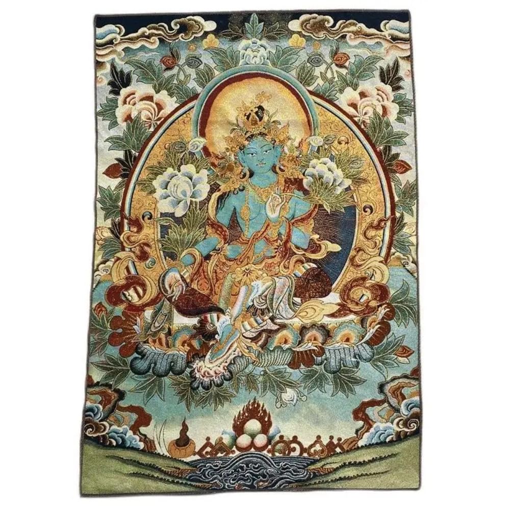 LJISEHG Green Tara Thangka Tibetan Buddhist Religion Household Crafts
