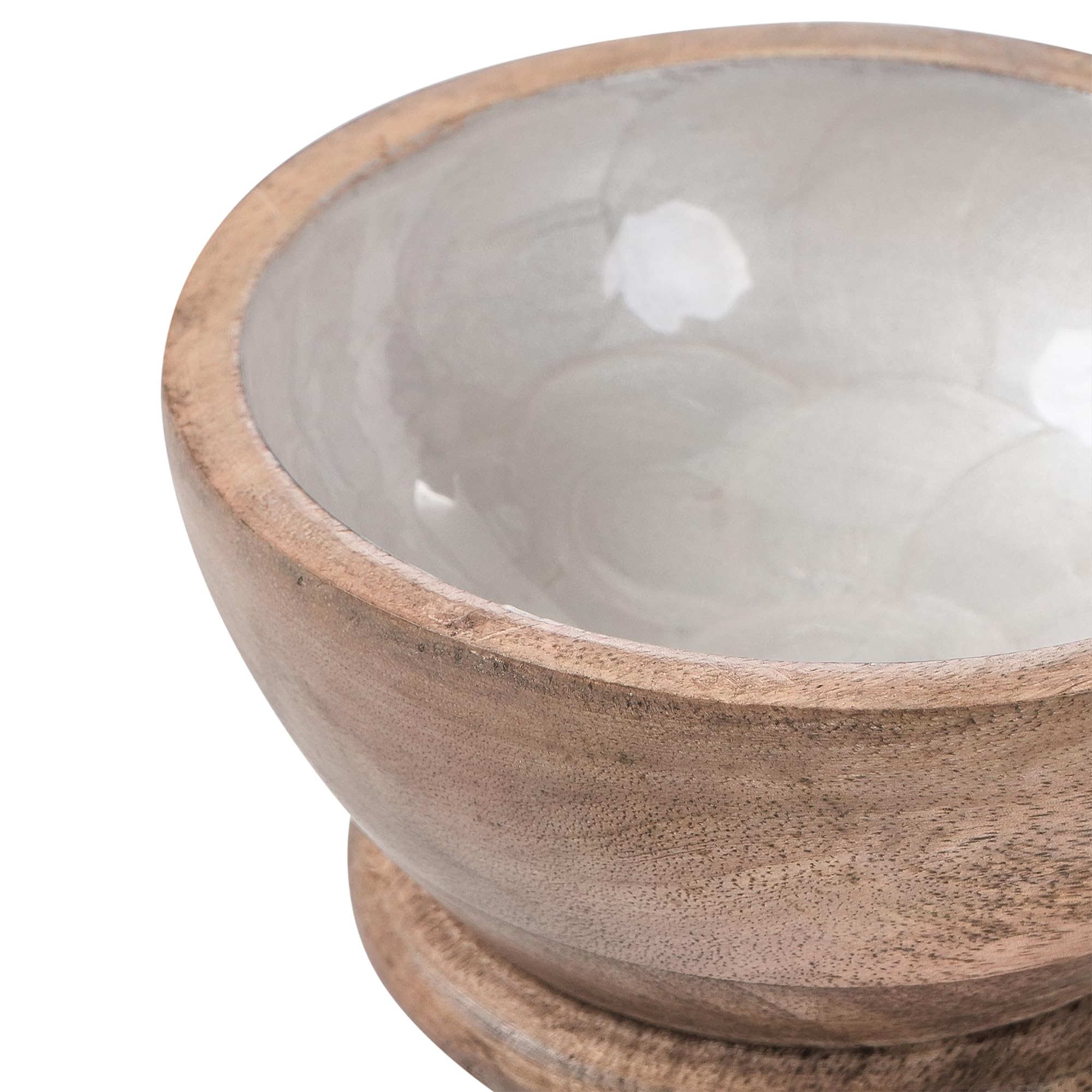 Mortier et Pilon en Bois de Manguier Fait Main Accessoire Cuisine Marron et Blanc Qena