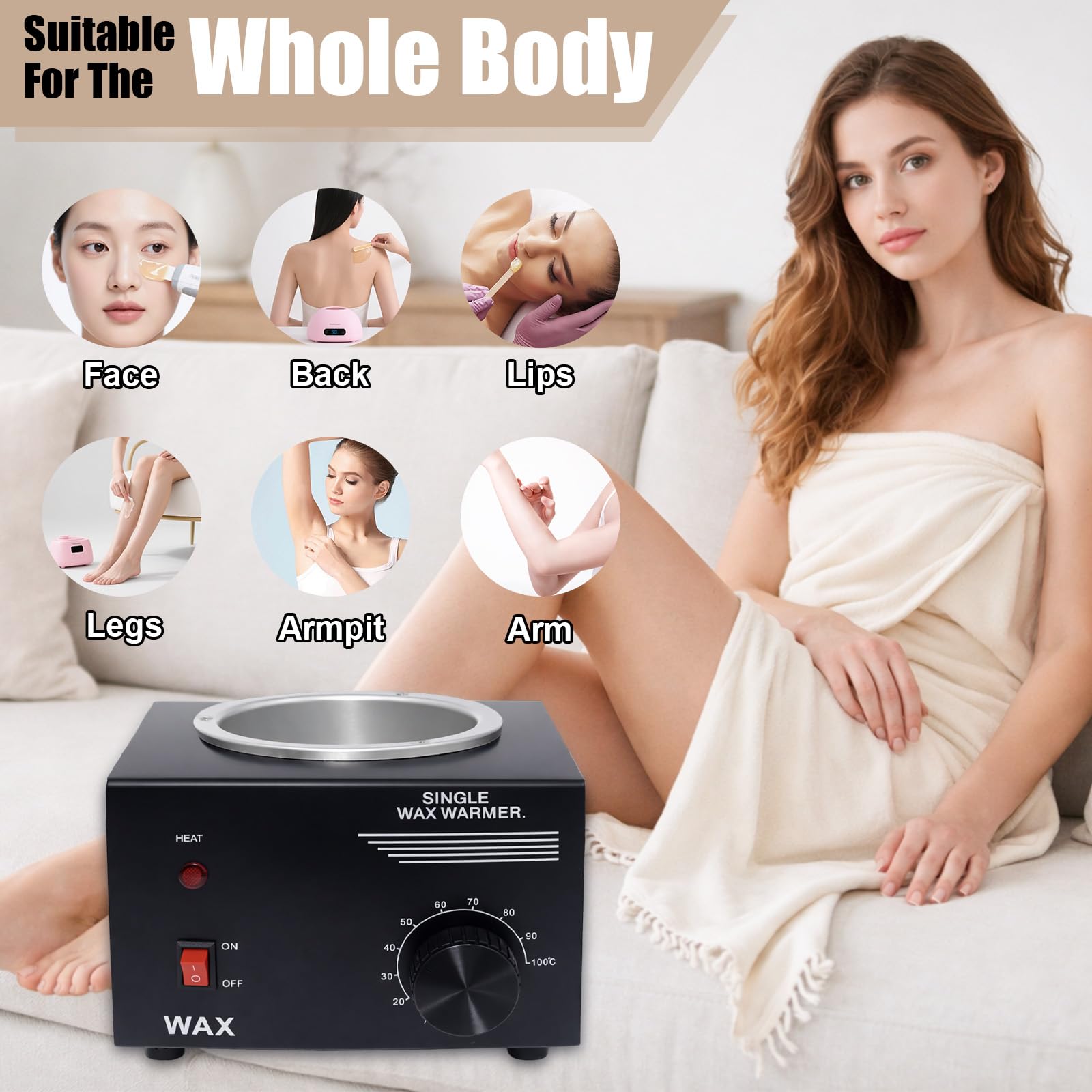 Podoy Electric Wax Warmer for Hair Removal with Adjustable Temperature