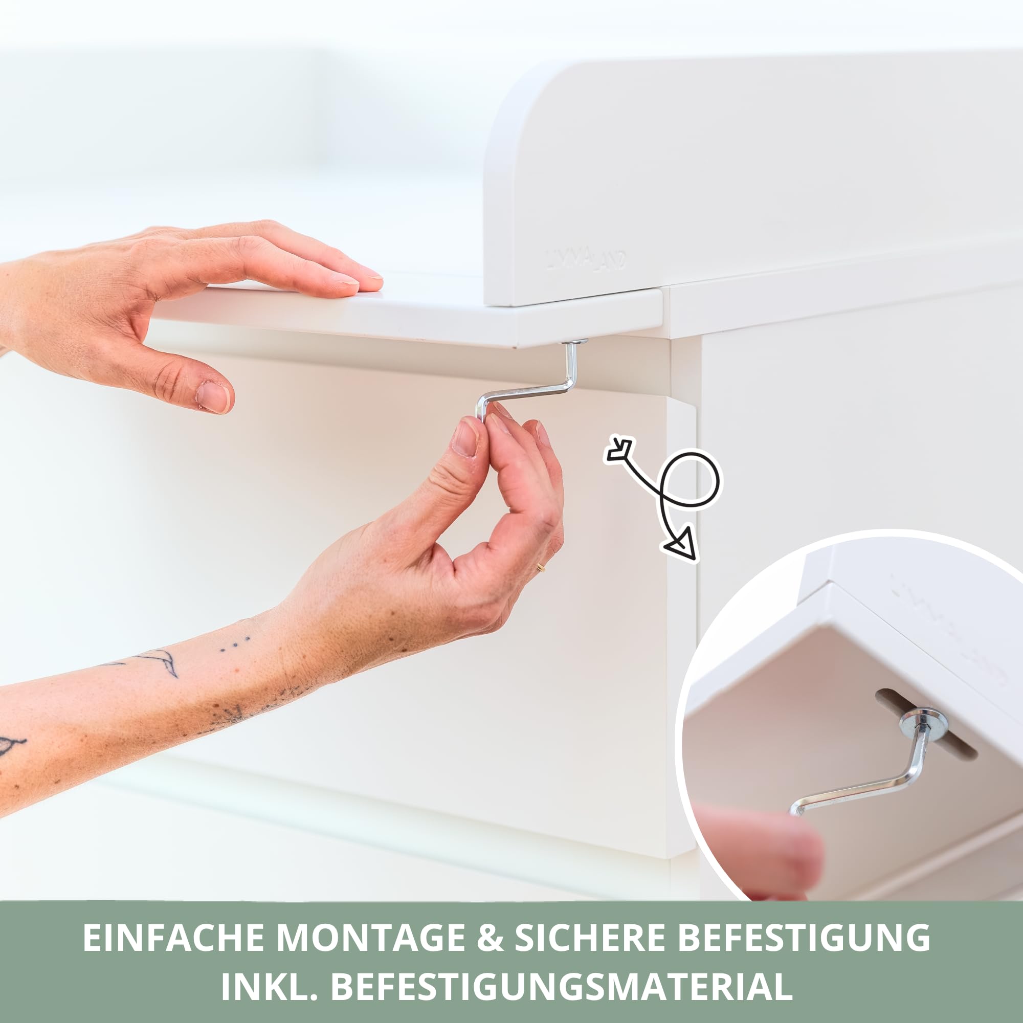 Wickelaufsatz-Set für IKEA MALM Kommode (Soft Grey, Aufsatz & Auflage)