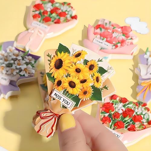 Miniatura 4 de 4 imanes de flores para refrigerador, mini imanes de resina de tulipán, girasol, lirio de girasol, gabinete de almacenamiento, pizarra blanca,