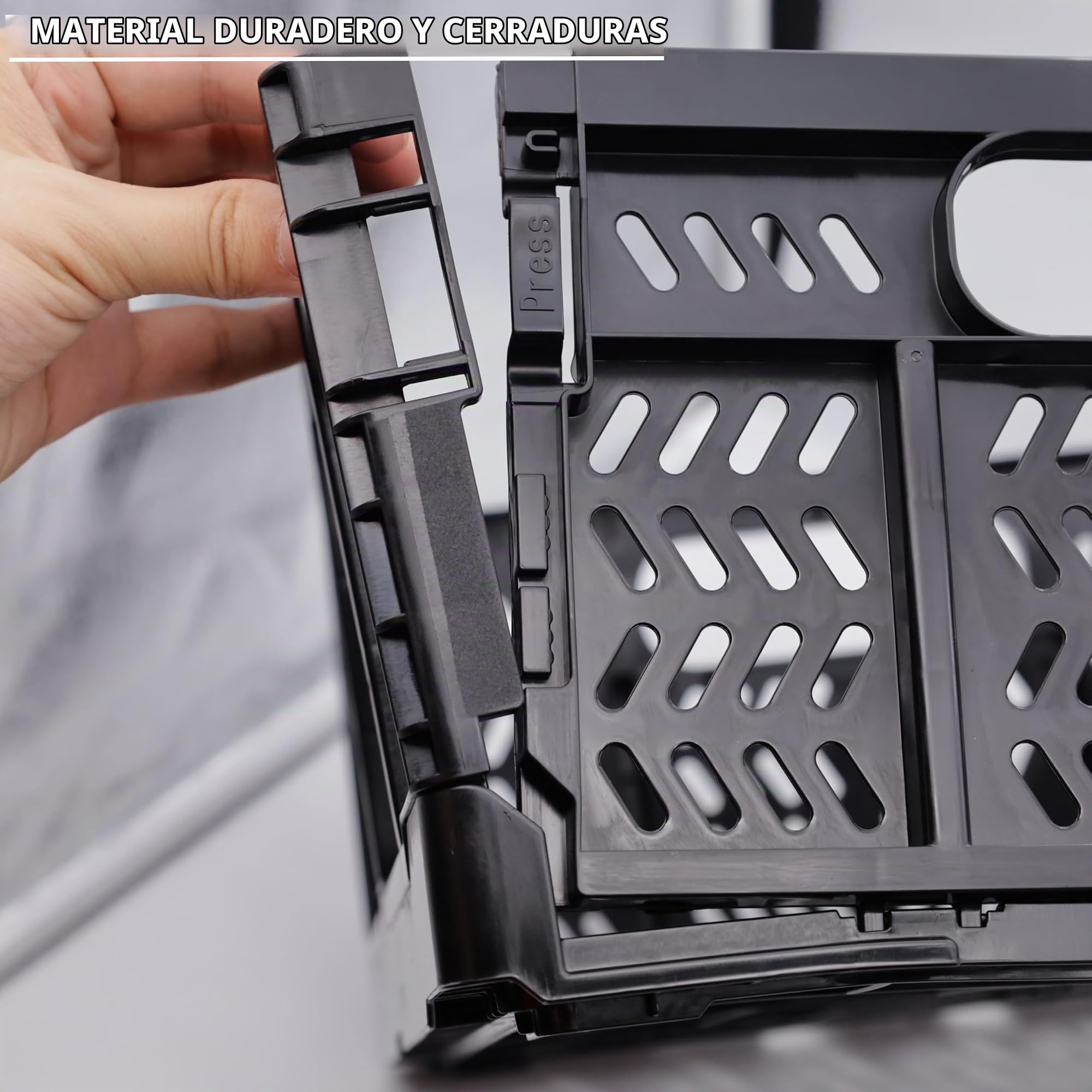 Cajas de almacenamiento de plástico plegables para el hogar, cocina, oficina, alimentos, frutas, verduras, aperitivos, botellas, juguetes, despensa (4 unidades)