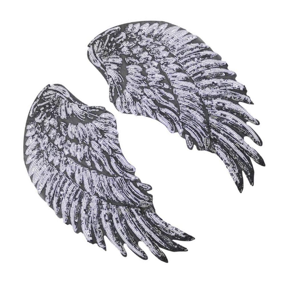 1 Paire De Patchs Brodés En Forme D'ailes D'ange à Paillettes Pour