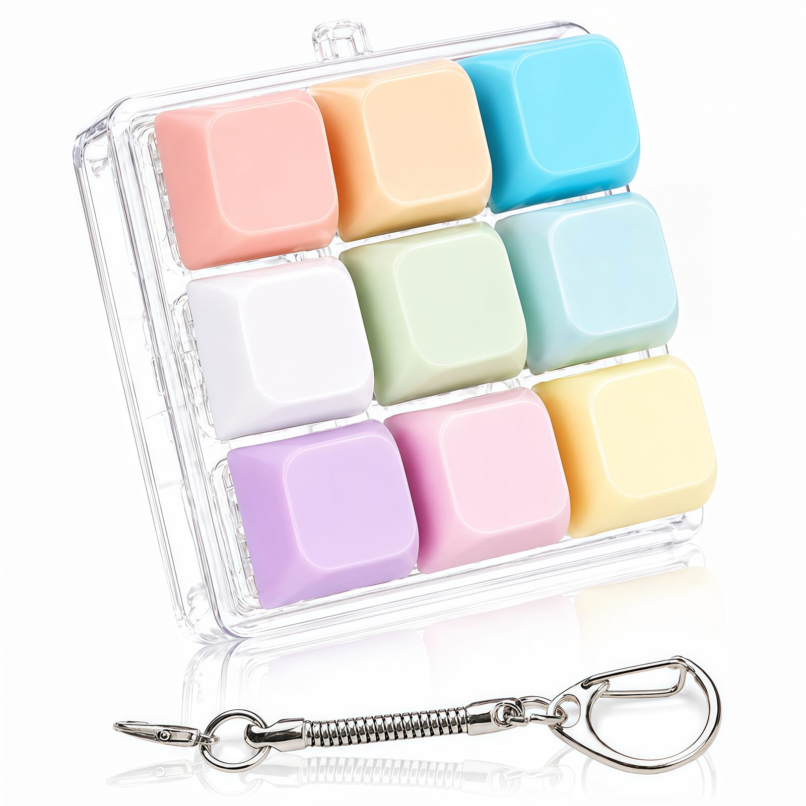 Keyboard Clicker Fidget Toy, 9 Keys Keyboard Decompression Toys, Colorful Keyboards for Relieving Anxiety and Stress, Portable Keychain, Stress Relief Decompression Desk Toy for Home Office School